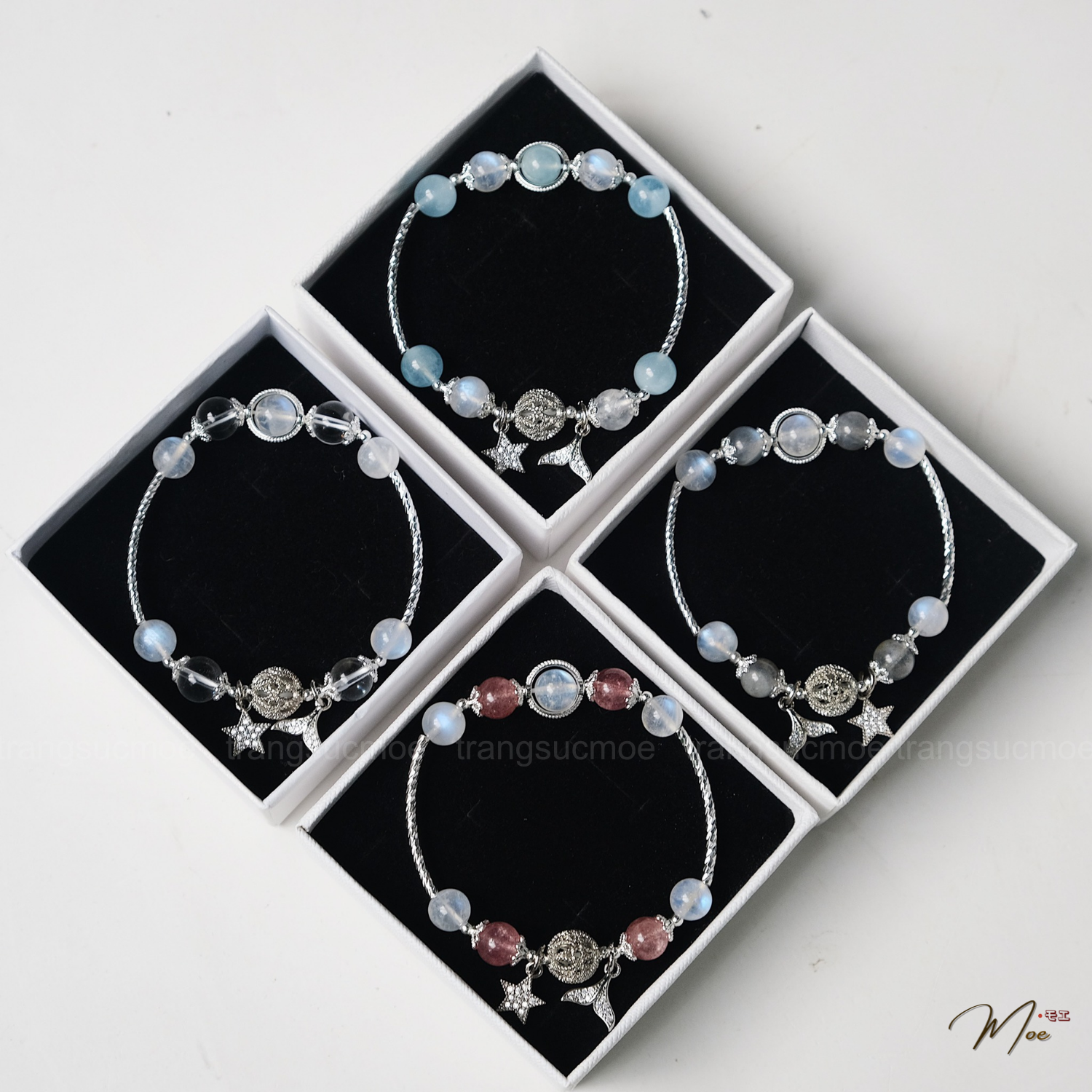 PT208 - Lắc tay đá phong thủy mix charm đuôi đá ngôi sao bạc (theo yêu cầu)_thumbnail_10