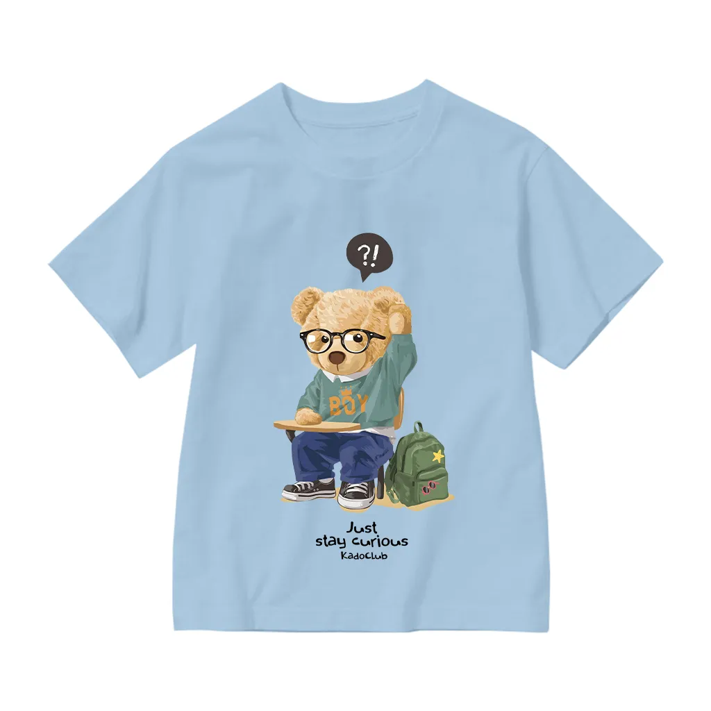 Áo thun bé trai Gấu Teddy học bài Kado vải cotton thoáng mát form rộng nhiều màu 2922_thumbnail_13