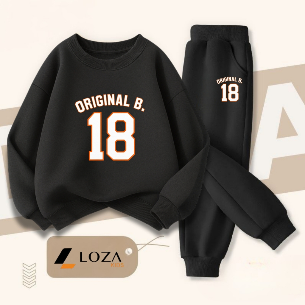 Bộ nỉ cho bé trai màu đen in nhiều hình size 18-42kg - Quần áo nỉ cho trẻ em Loza Kids BI002_thumbnail_3