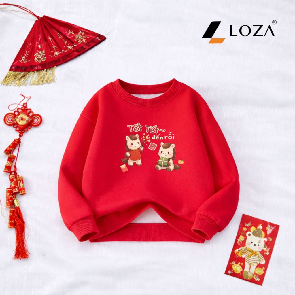 Áo nỉ sweate bé trai, bé gái hình Tết 2026 - Loza Kids IN3520_thumbnail_3