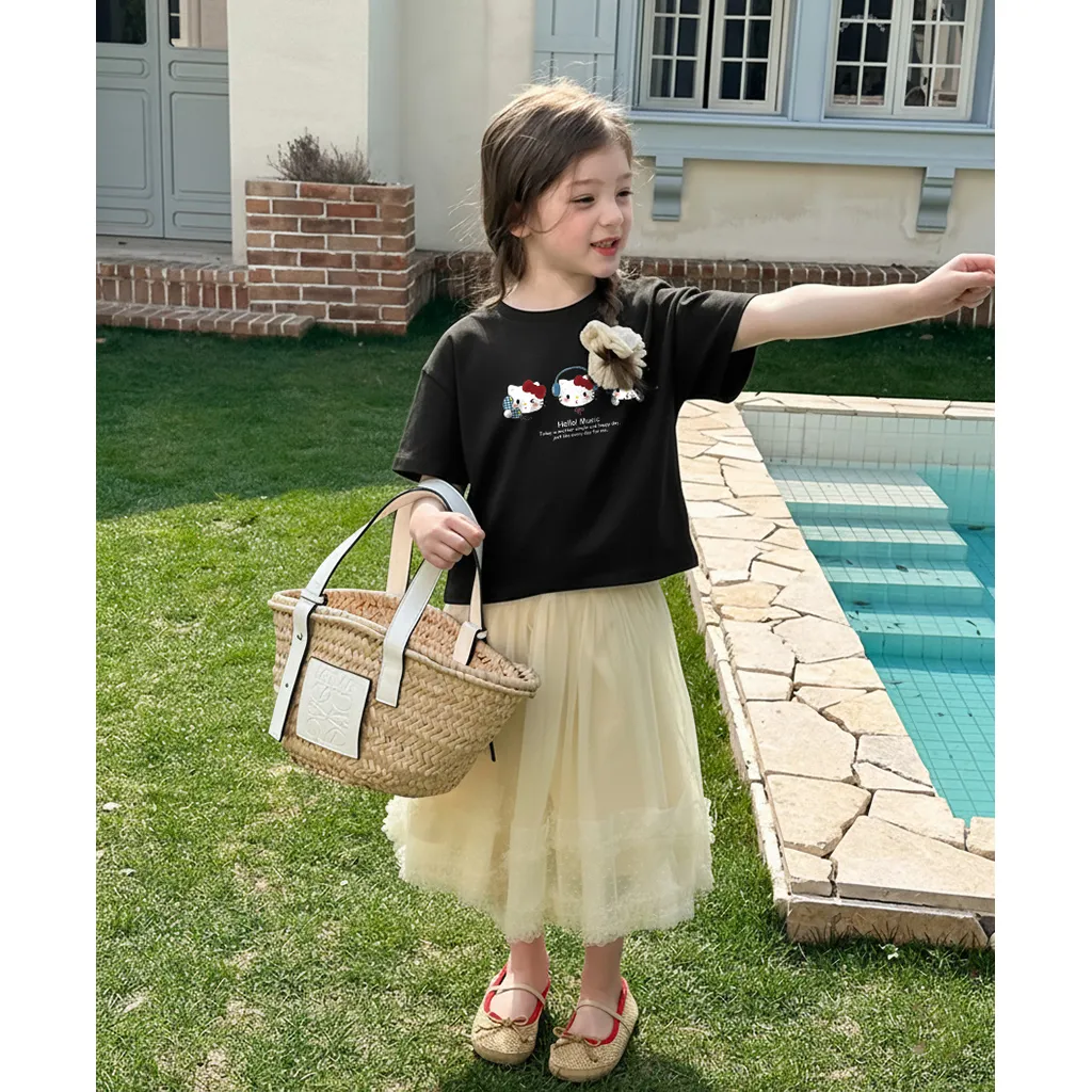 Áo thun form rộng cho bé gái Kado vải cotton co giãn 4 chiều thoáng mát Kitty dễ thương in mix 2887_thumbnail_3