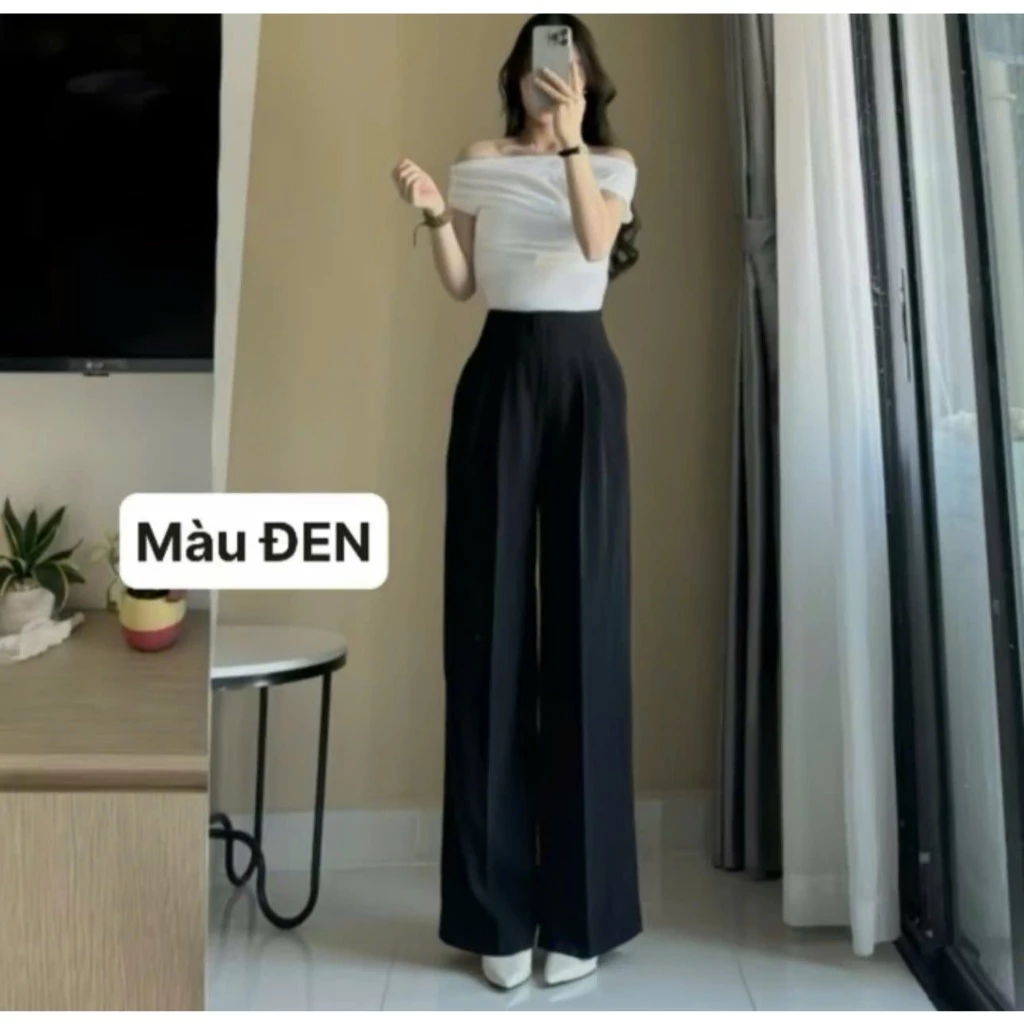 Quần suông cạp liền, khóa sườn vải gold nhật, có 2 túi