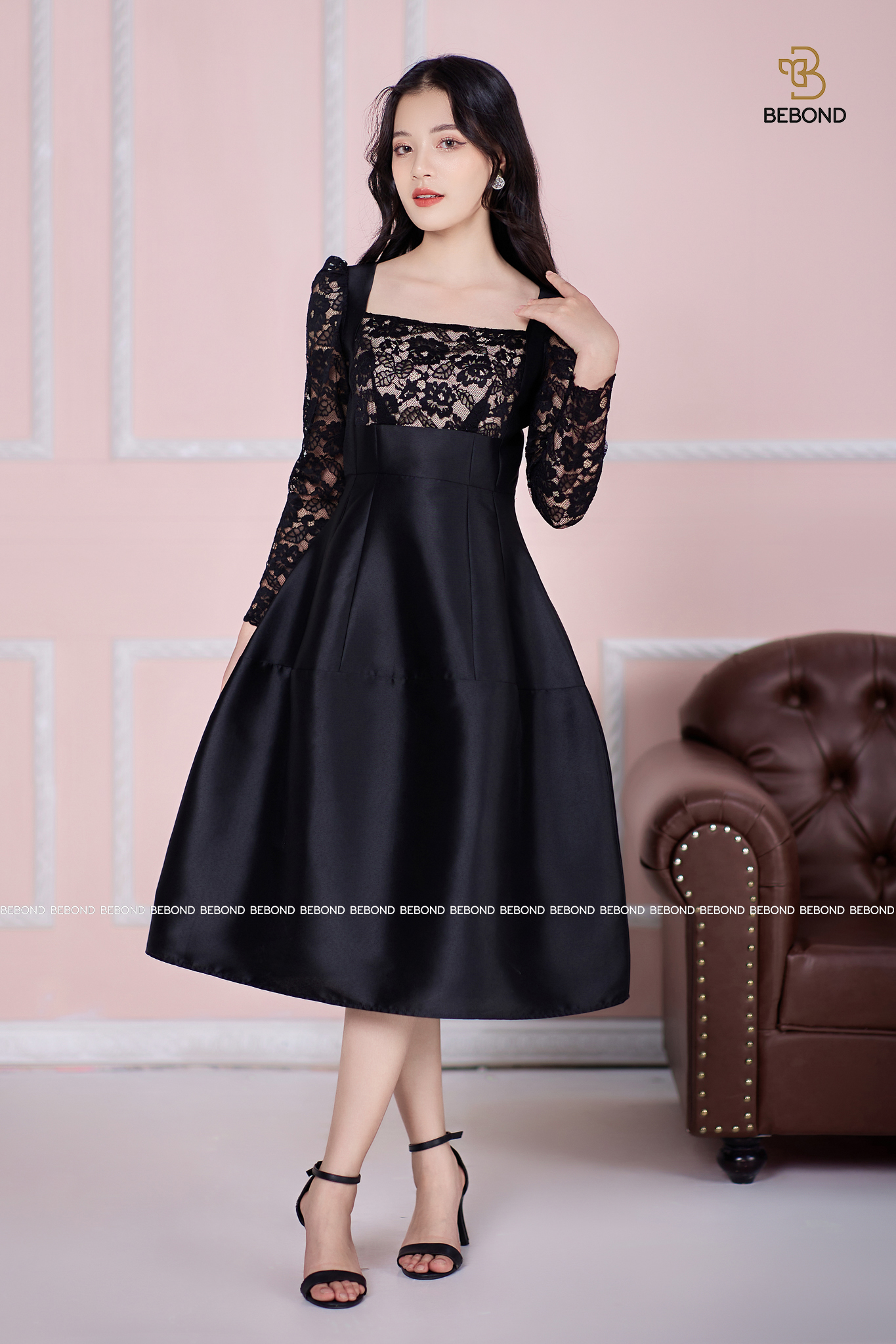 Đầm Tafta phối ren màu đen - Andrea Dress_thumbnail_2
