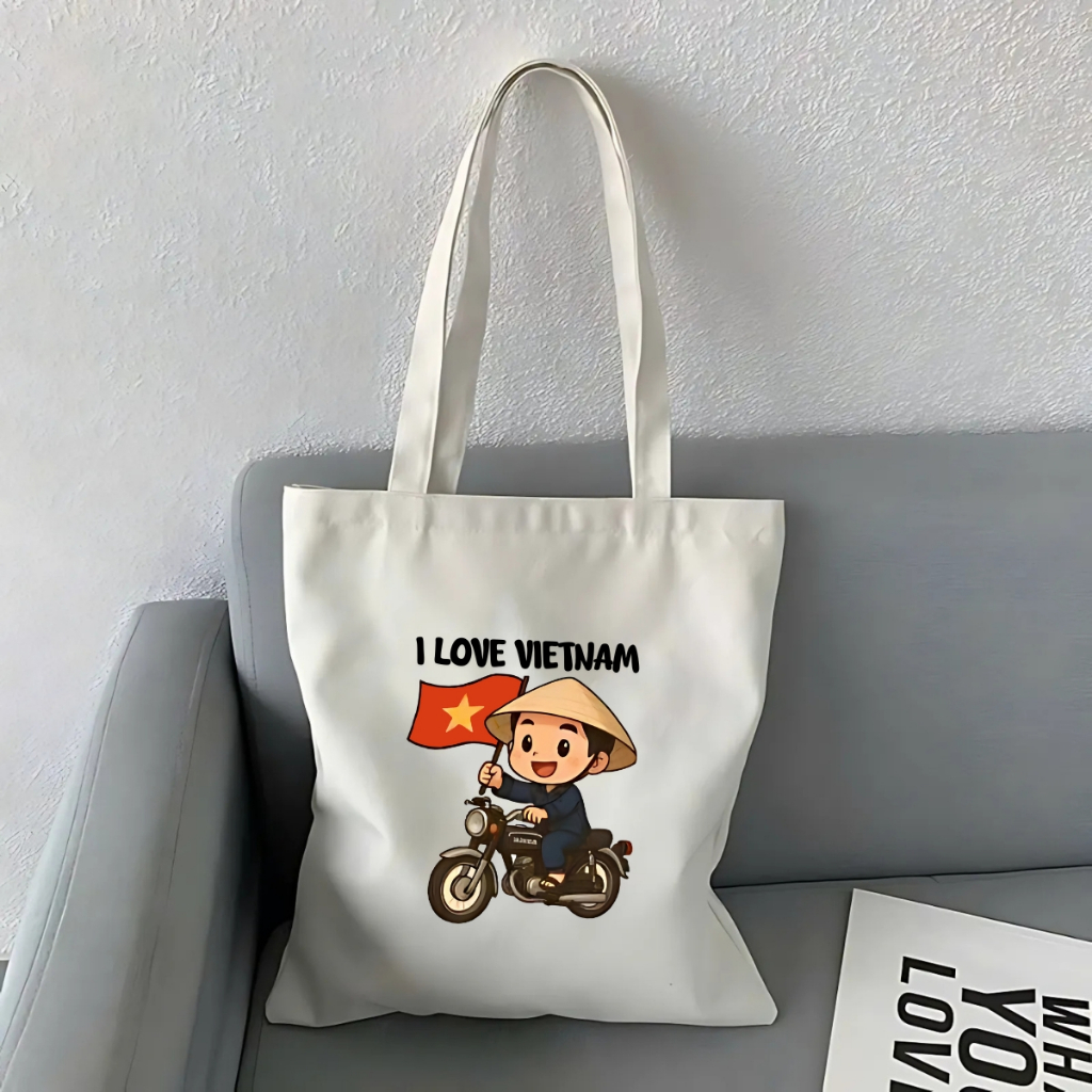 Túi tote vải canvas I Love Vietnam có khóa kéo và ngăn phụ - We Tee TOTE20_thumbnail_1