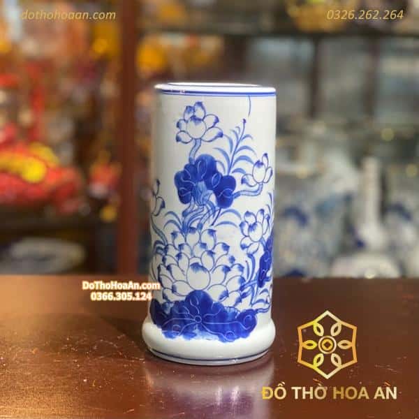 Ống Hương Hoa Sen Men Ngọc