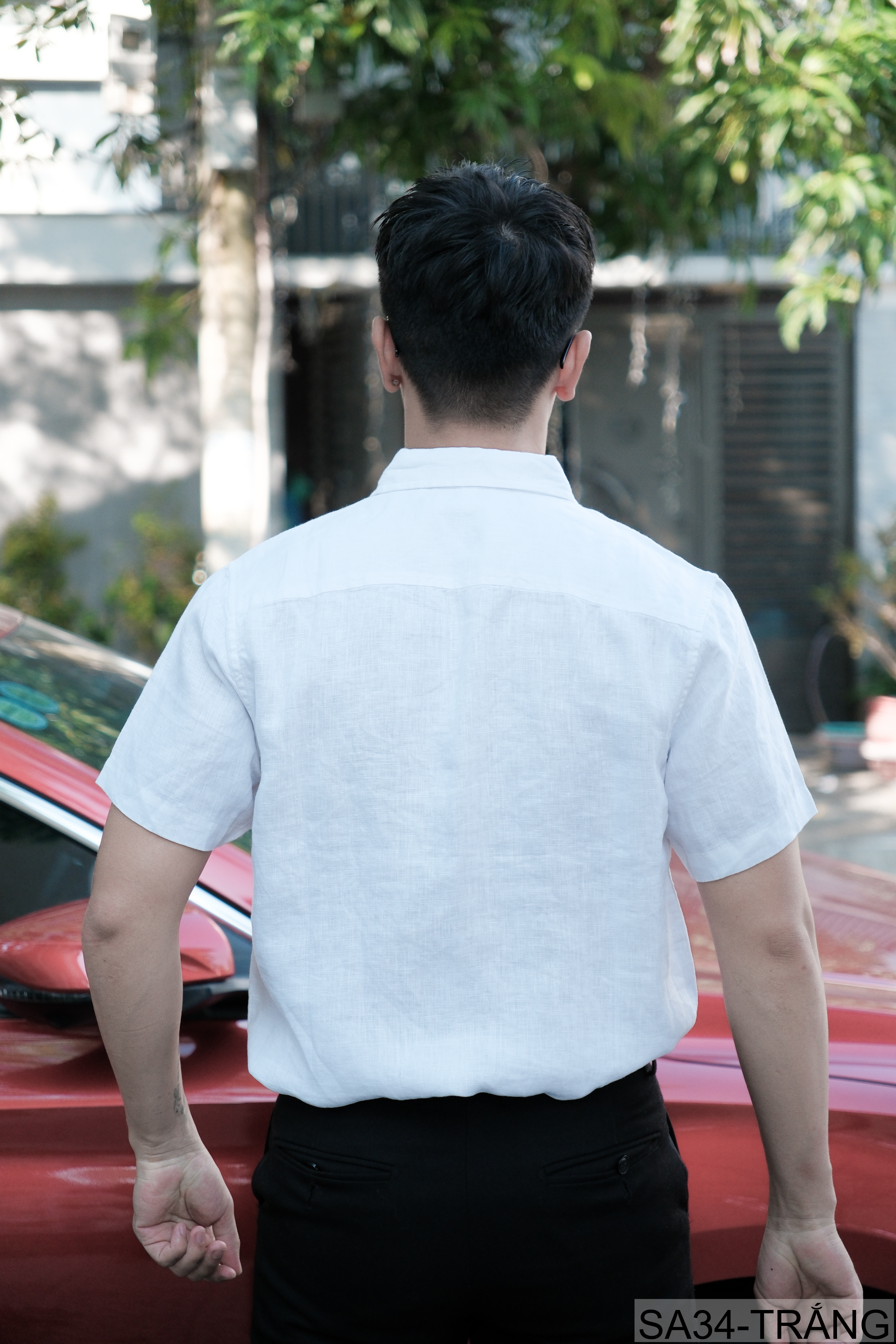 SA34 - Áo sơ mi nam tay ngắn vải lanh thoáng mát phong cách Nhật Bản kẻ sọc phối màu trắng xanh ngọc_thumbnail_3