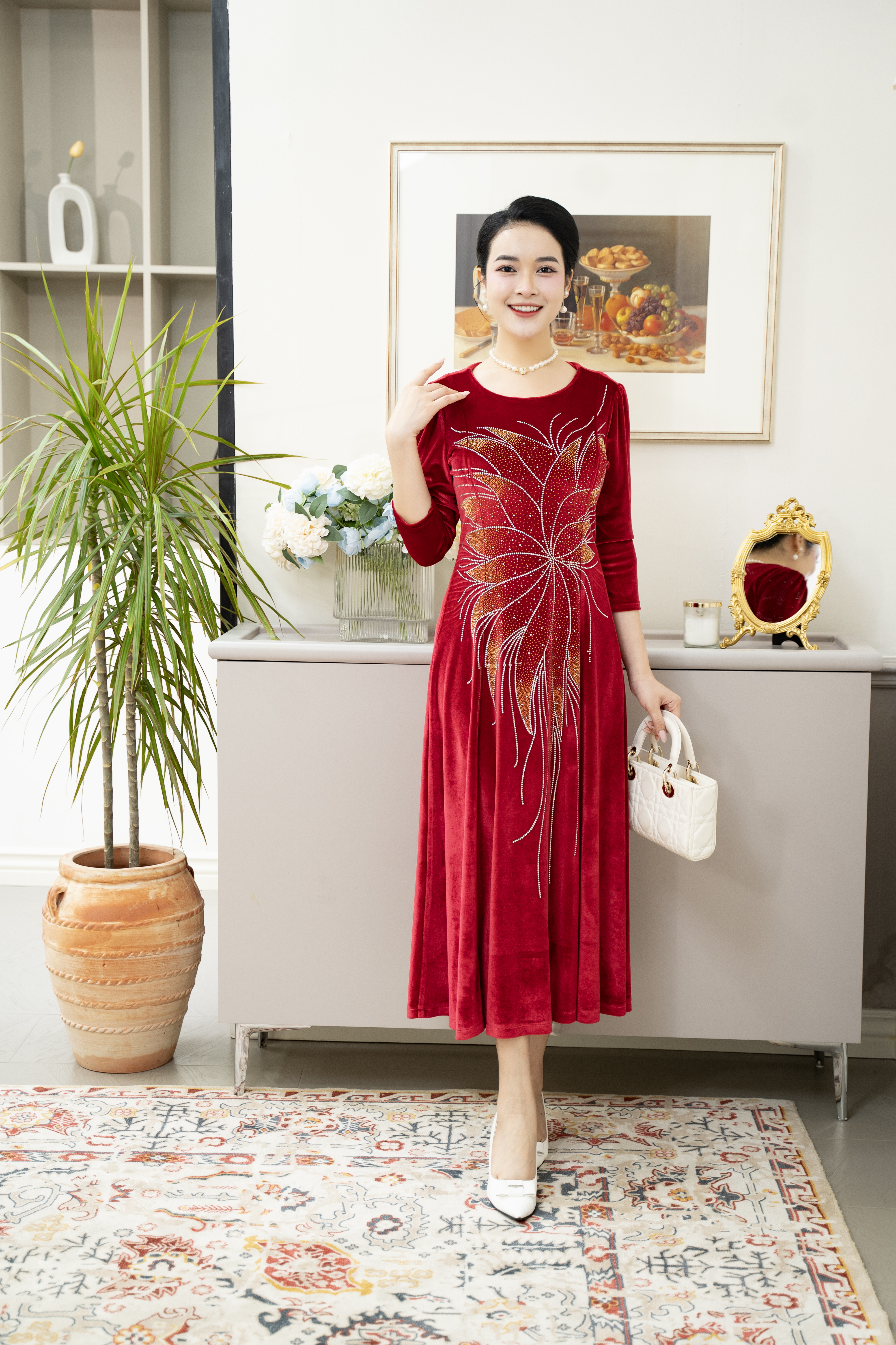 Đầm suông nhung - Y1112 - Thương hiệu Zonbig_thumbnail_0
