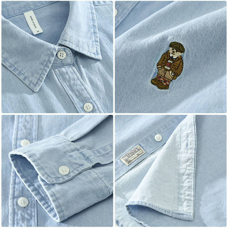 Áo Sơ Mi Denim Thêu Dài Tay Nam Phong Cách Nhật Bản – Thiết Kế Giản Dị, Trẻ Trung, Dáng Rộng_thumbnail_3