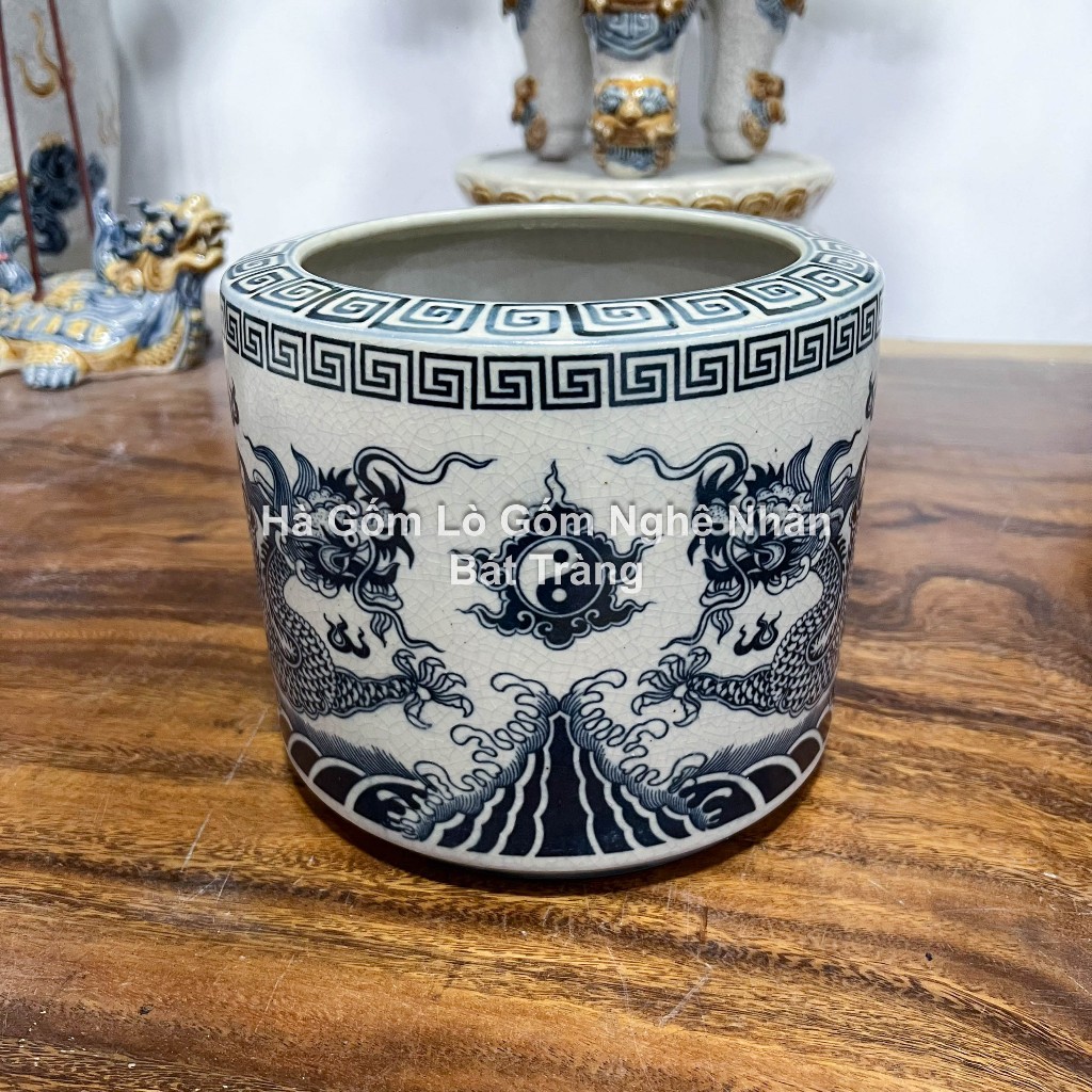 Men rạn trơn - Bát Hương đồ thờ cúng - Hoạ tiết Sen - Rồng (KHÔNG BAO GỒM CHÂN ĐẾ) - Lư hương_thumbnail_1