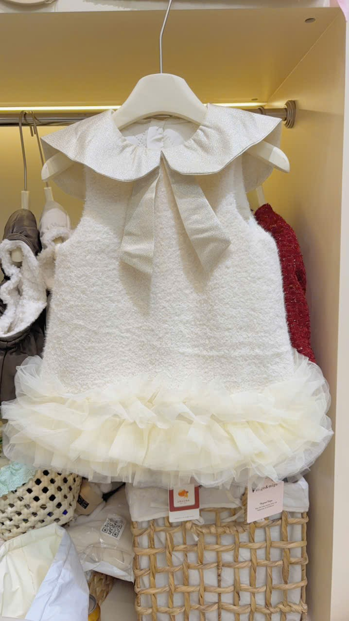 (V68) Váy dạ trần bông màu vàng cổ sen gấu voan_thumbnail_0