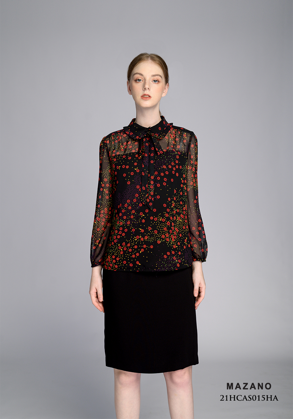 Áo sơ mi nền đen họa tiết tay dài