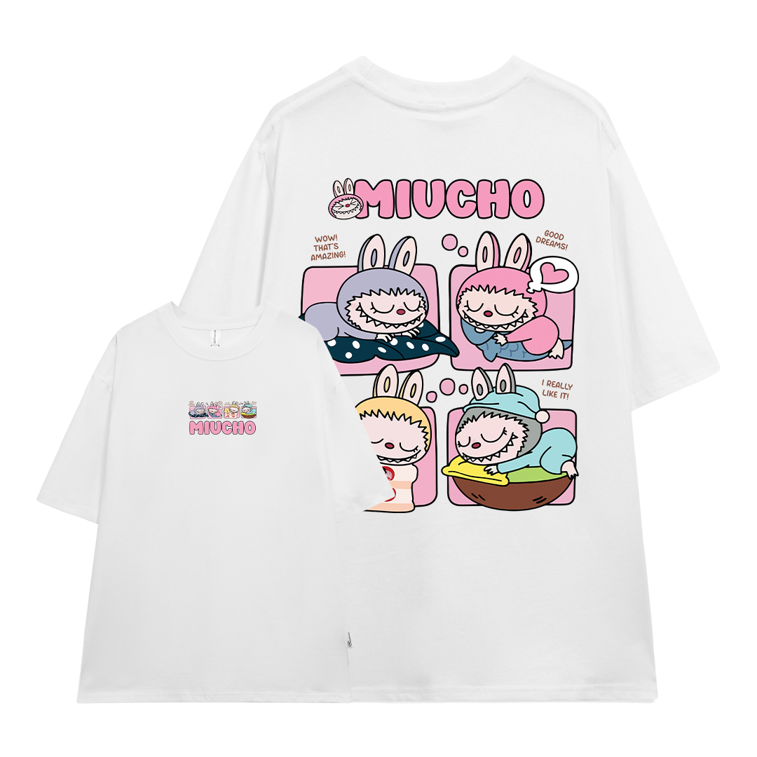 Áo thun labubu dễ thương nhiều màu ATD1316 Miucho cổ tròn vải cotton thoáng mát in mix_thumbnail_0