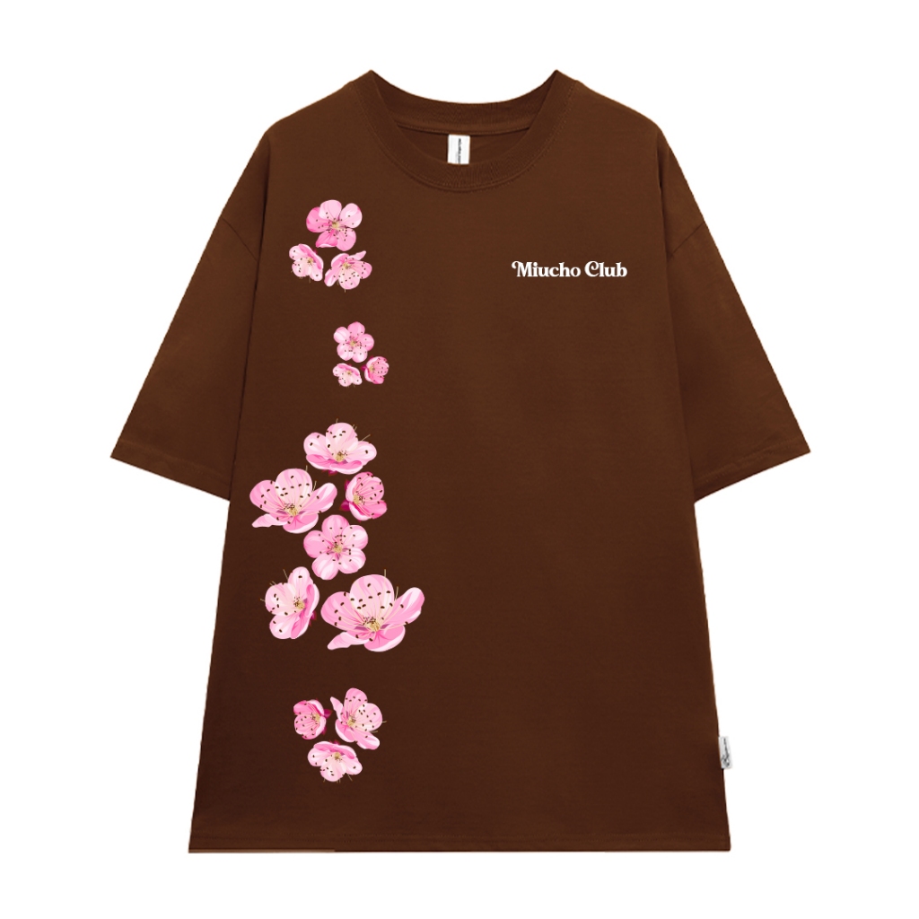 Áo thun Tết in hoa đào form rộng local brand ATD923 Miucho tay ngắn cổ tròn in mix_thumbnail_10