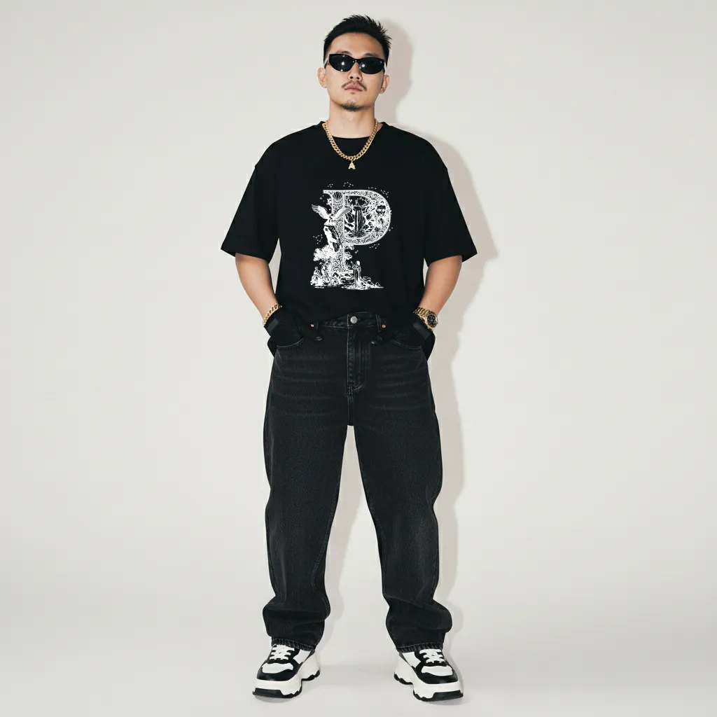 Áo thun nam form oversize Miucho Iconic vải cotton dày dặn thoáng mát chữ cái P nhiều màu 2761_thumbnail_8