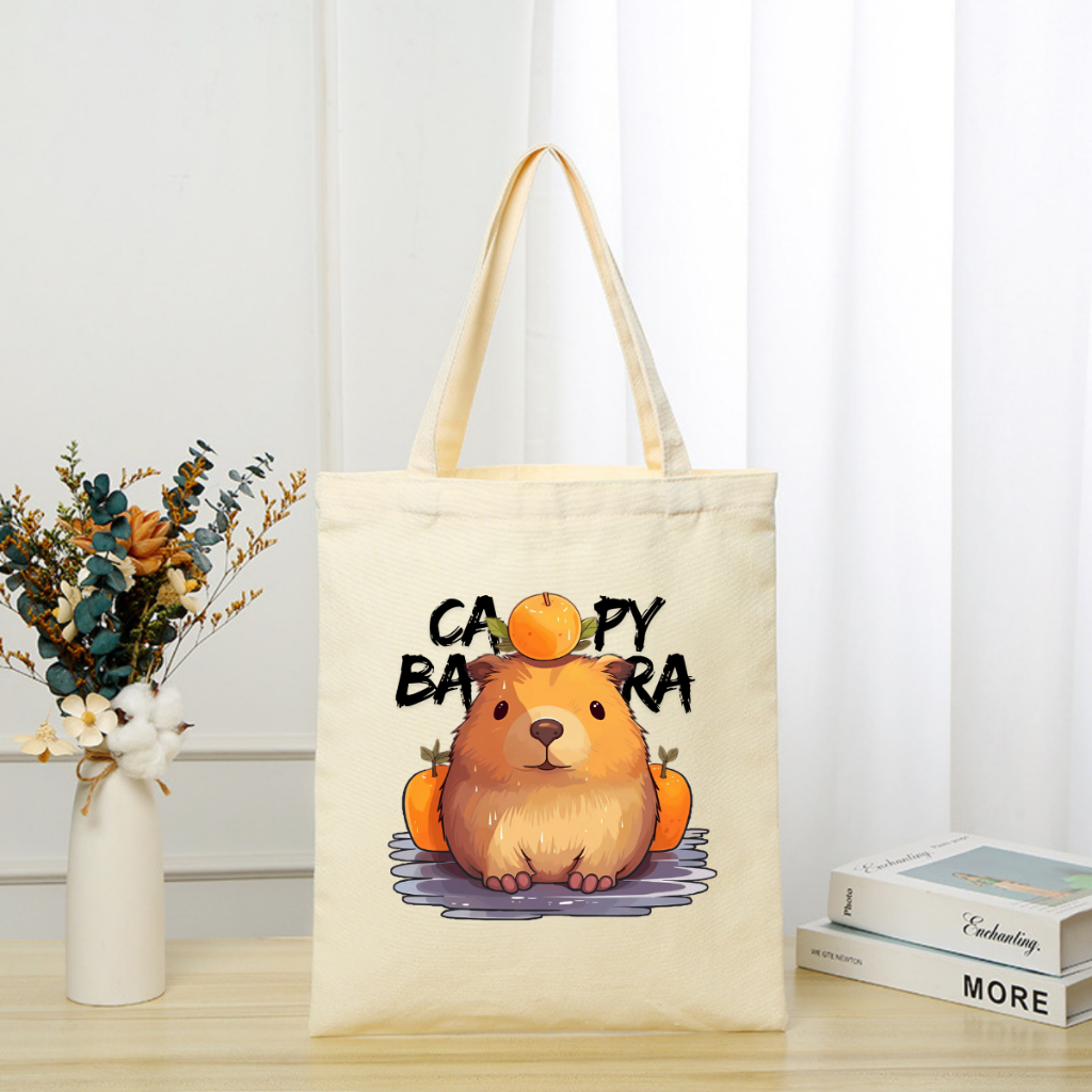 Túi tote vải canvas hình Gấu, Capybara có khoá kéo và ngăn phụ, đi học đi chơi - 𝐖𝐞 𝐓𝐞𝐞 TOTE02_thumbnail_9