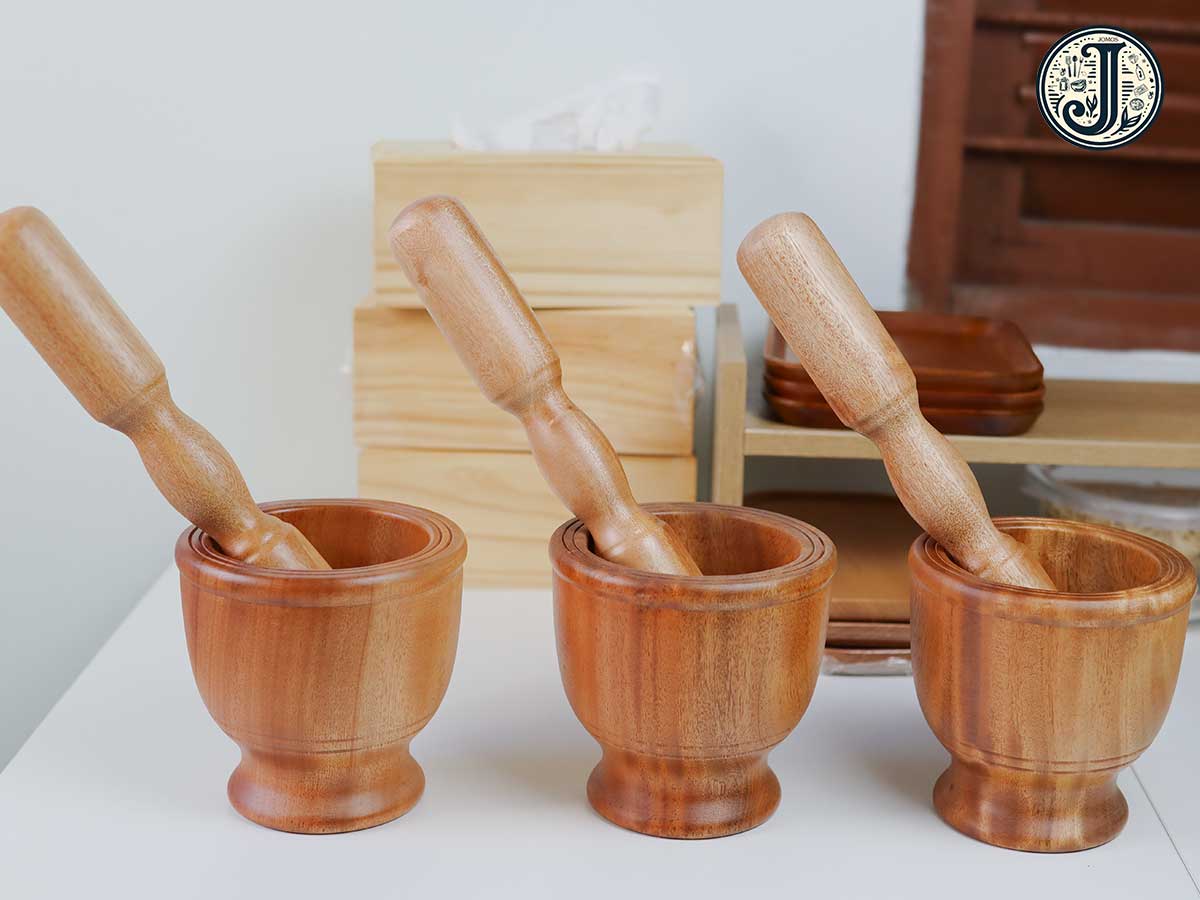 Bộ Cối Chày Gỗ Xà Cừ - Cối 14cm Chày 35cm J000146_thumbnail_1