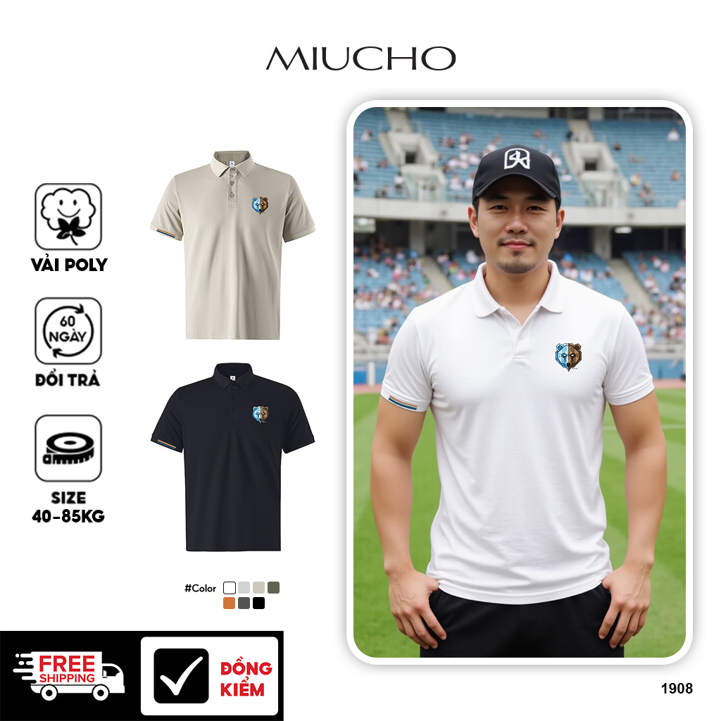 Áo polo nam form vừa 1908 Miucho Iconic vải cá sấu đứng form thoáng mát in mix_thumbnail_1
