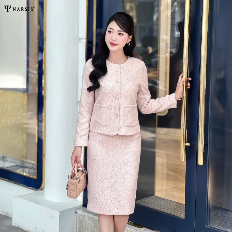 Set Dạ Nữ Narsis M24034 Chất Liệu Tweed Mềm Mịn, Thiết Kế Sang Trọng, Phù Hợp Mặc Tết_thumbnail_1