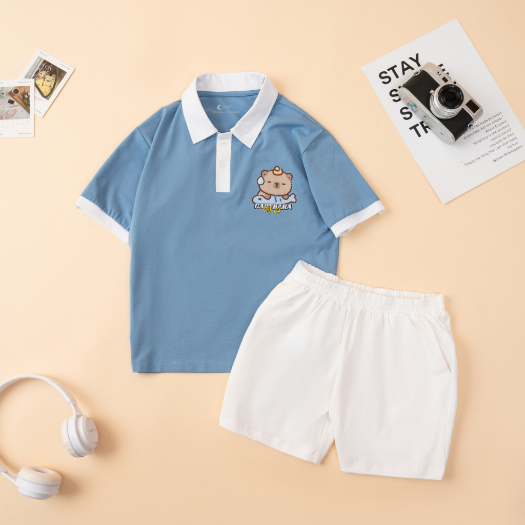 Bộ đồ Polo bé trai in hình nhiều mẫu - Loza Kids BM001_thumbnail_1