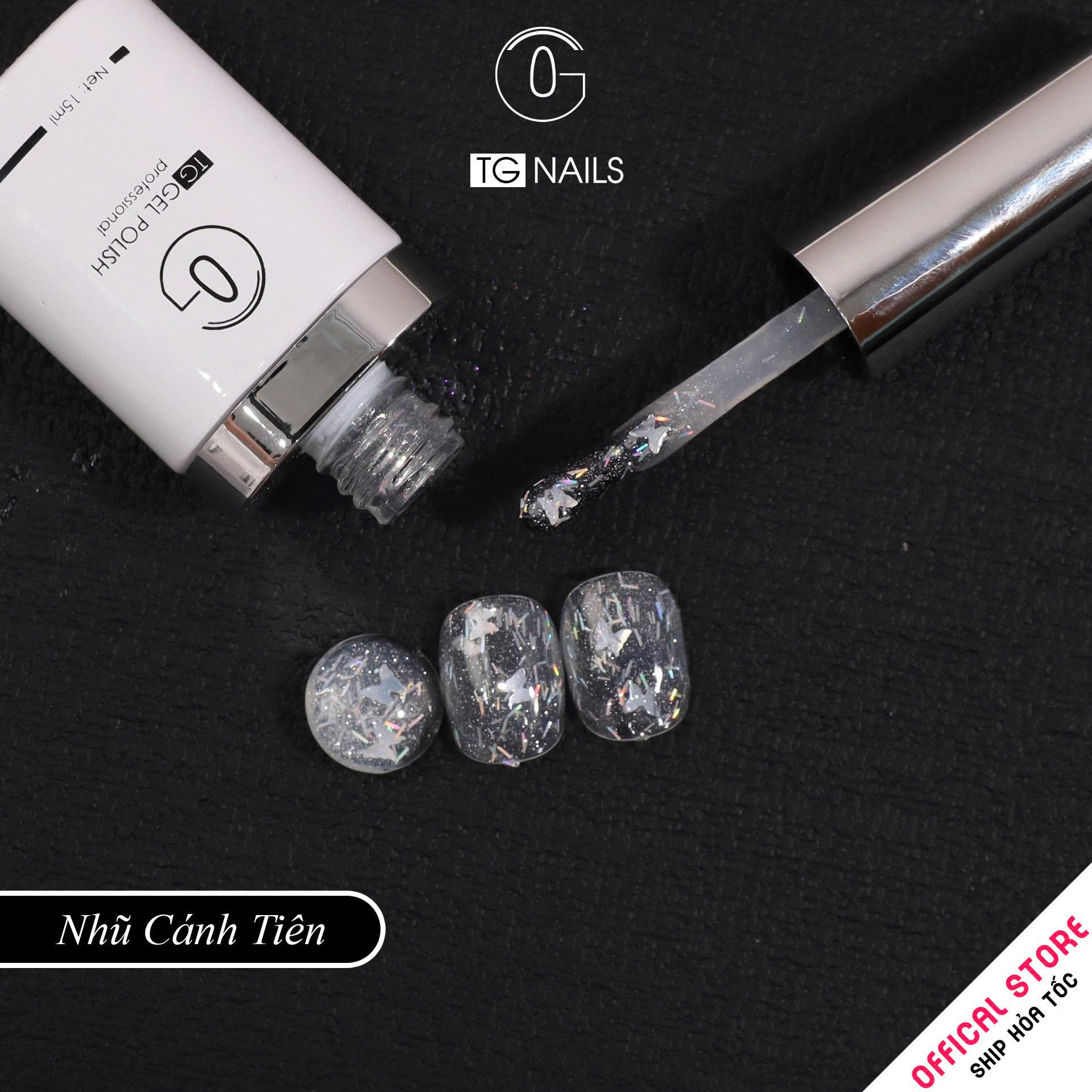 Sơn móng TG Nails gel. Khối lượng tịnh: 10g/ lọ. Nhãn hàng TG nail gel - Nhũ Cánh Tiên