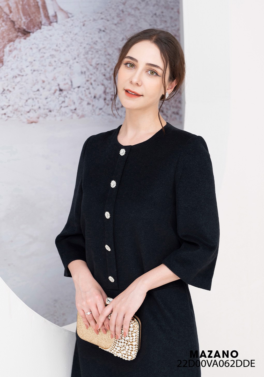 Đầm Suông A Nẹp Giả Khuy Đá Trang Trí_thumbnail_3