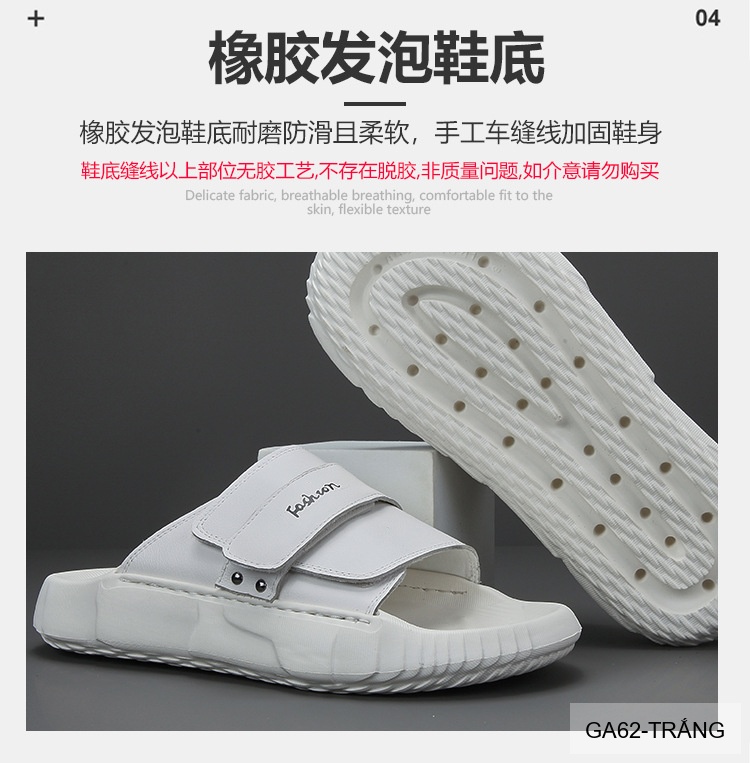 GA62 - Dép xỏ ngón nam phong cách Hàn, đế cao su êm ái, chất liệu da bò, 3 màu Trắng Xanh Lá Đen_thumbnail_16