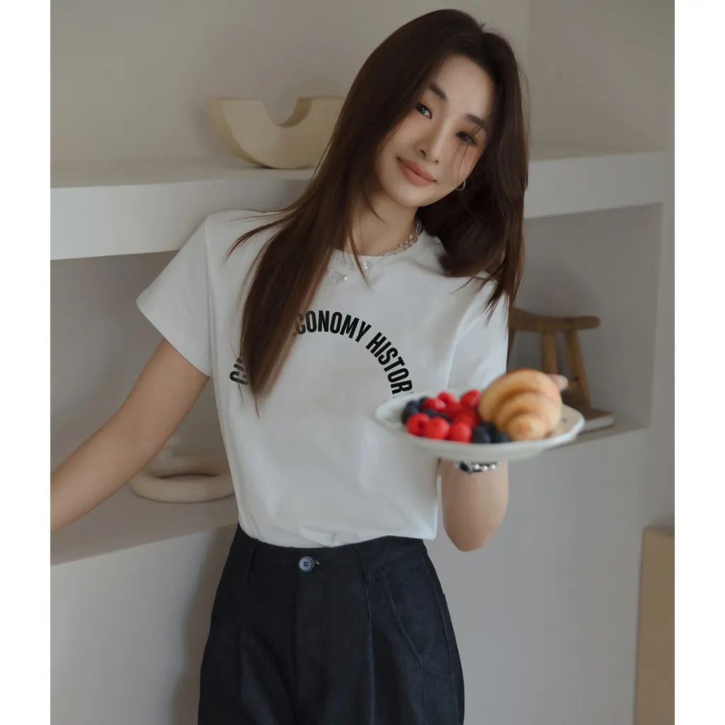 Áo thun form vừa basic in chữ 2527 Miucho Chic vải cotton mềm mại thoáng mát cổ tròn in typography_thumbnail_3