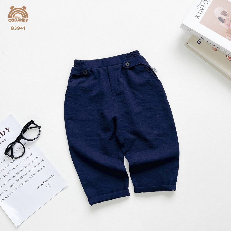 Quần dài XANH THAN 2 vạt cúc hông