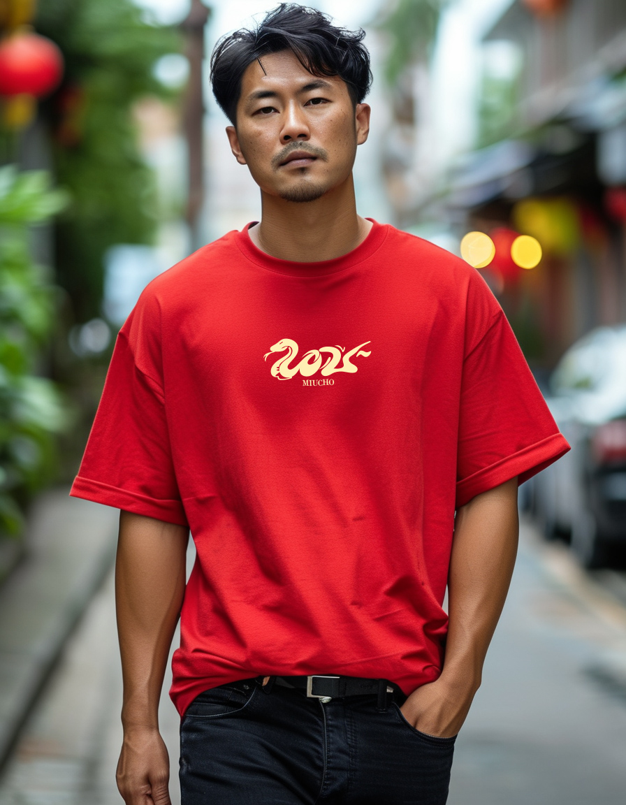 Áo phông tết form rộng cổ tròn vải cotton 4c co giãn thoáng mát 1827 Miucho Iconic in basic_thumbnail_4
