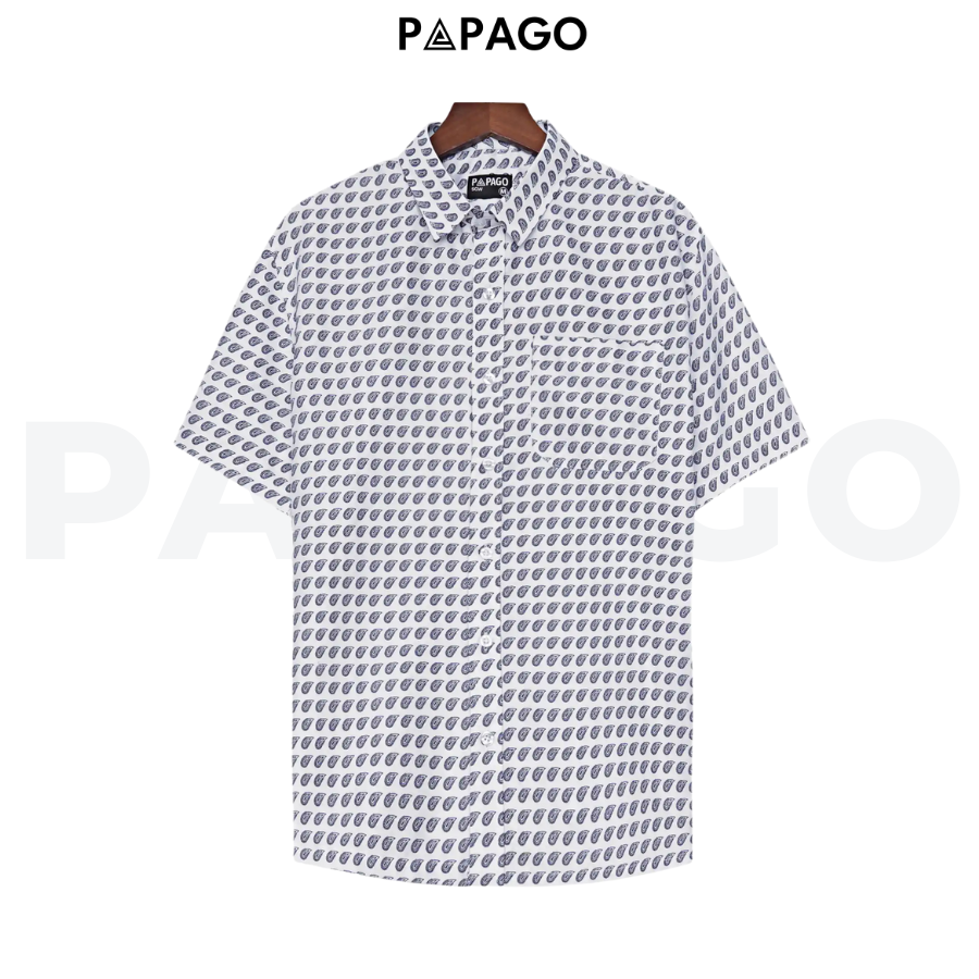 Áo sơ mi nam trung niên PAPAGO tay ngắn lai ngang in họa tiết - P23SNHT004_thumbnail_1