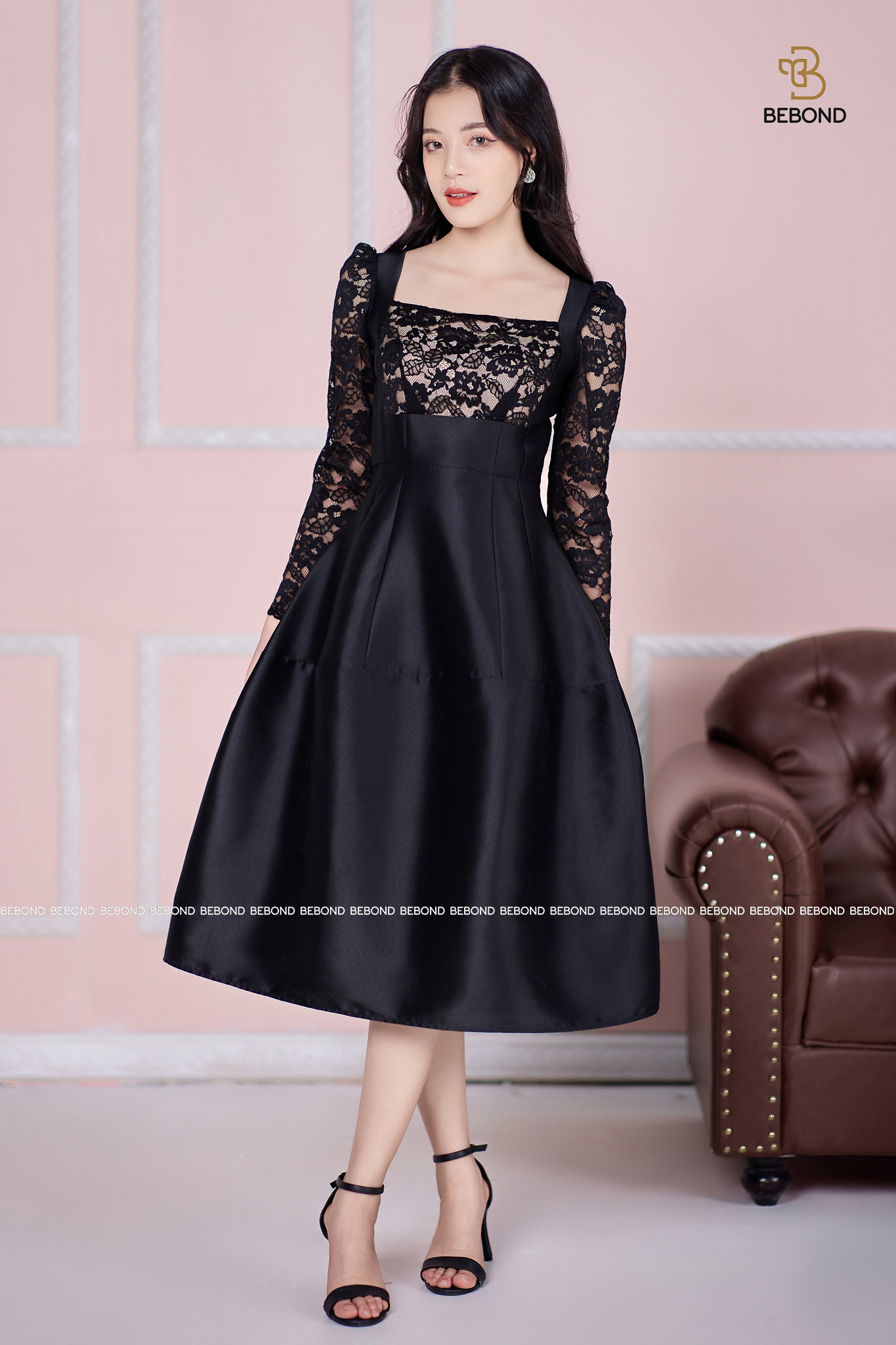 Đầm Tafta phối ren màu đen - Andrea Dress_thumbnail_3