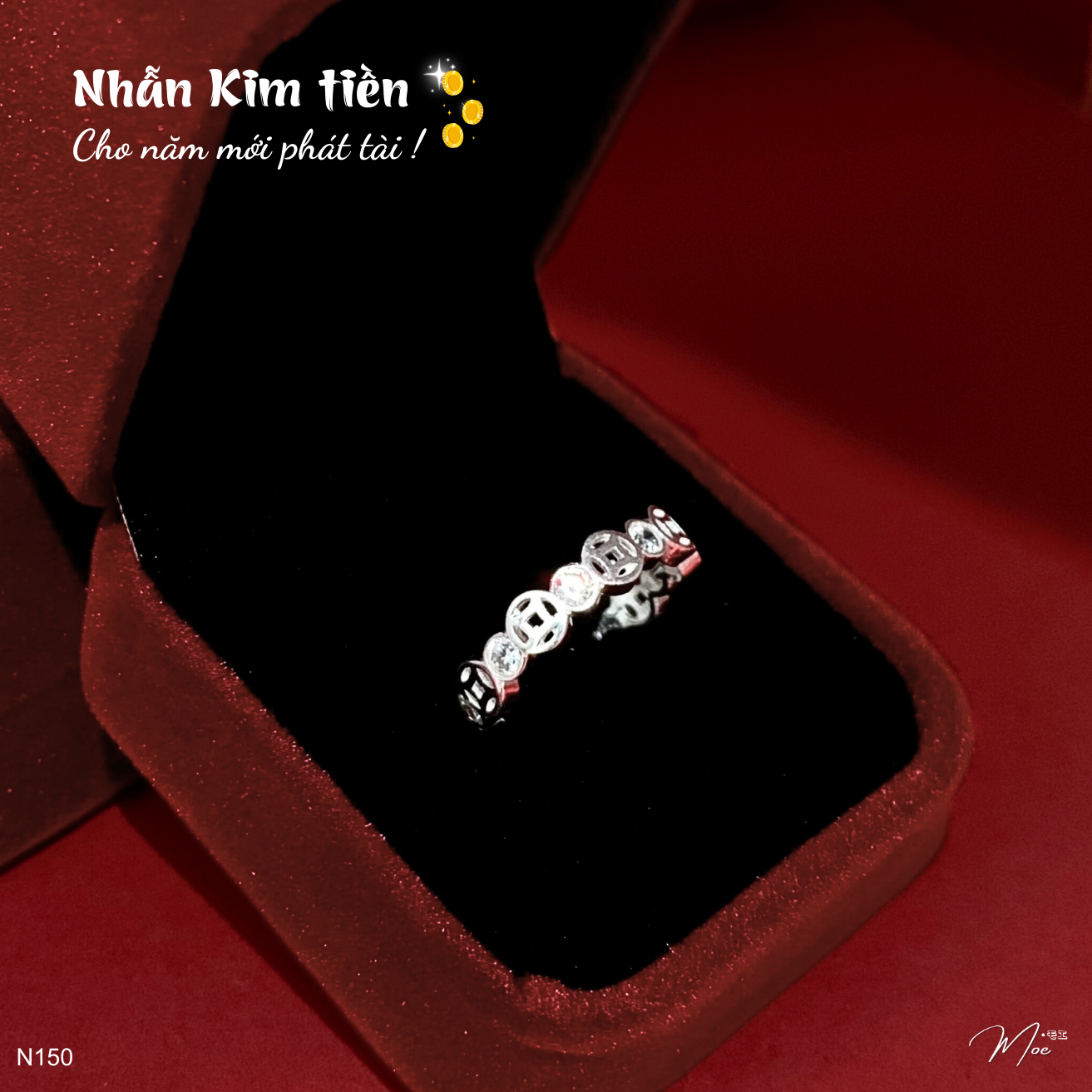N150 - Nhẫn kim tiền pha lê may mắn