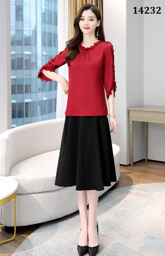 14232-Set áo tay lở viền ren kèm chân váy (lụa chéo, thun poly)_thumbnail_6