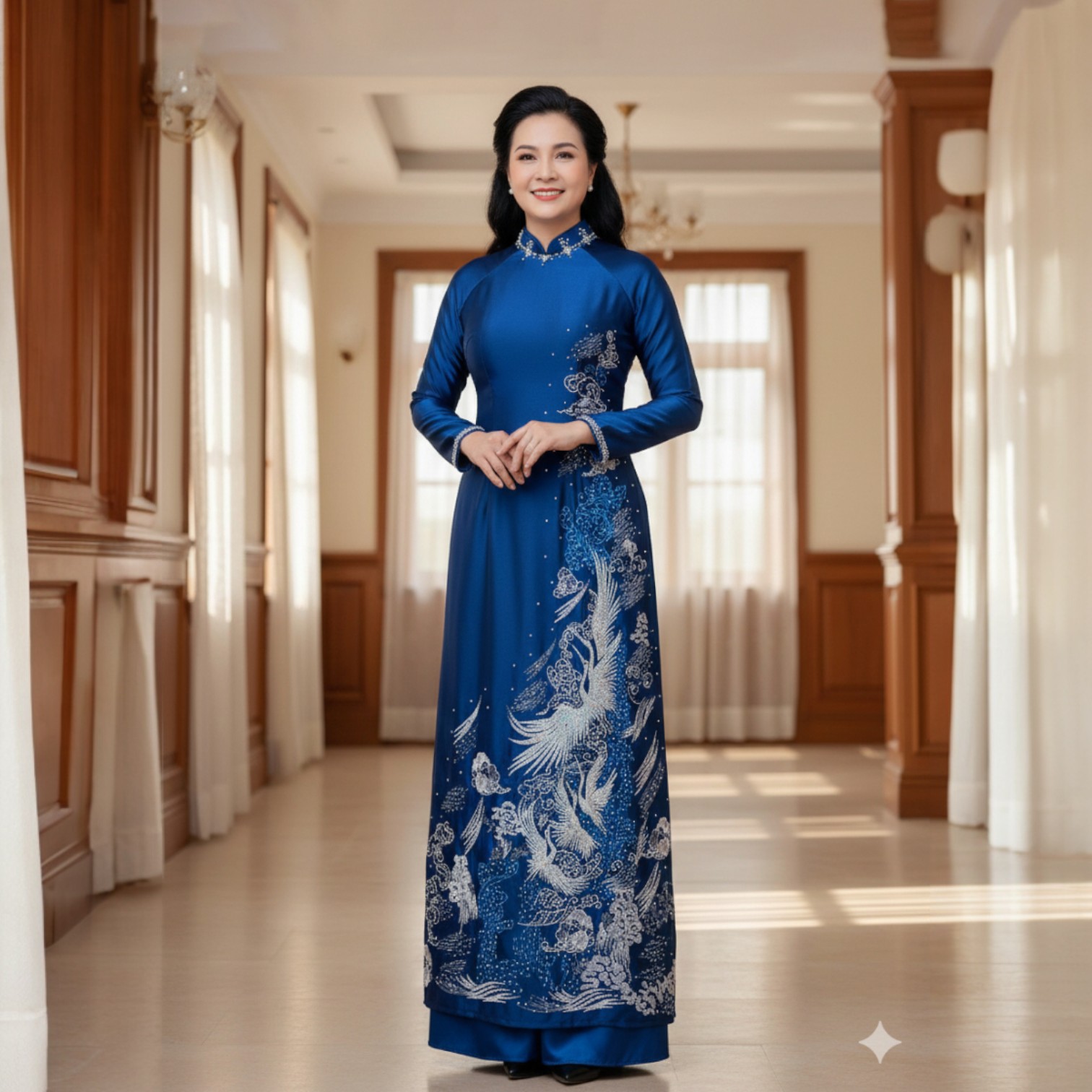 Áo Dài Mẹ Thêu Kết Phượng Vũ - Cao quý, sang trọng, quyền uy - Vải Rybu AM25-01