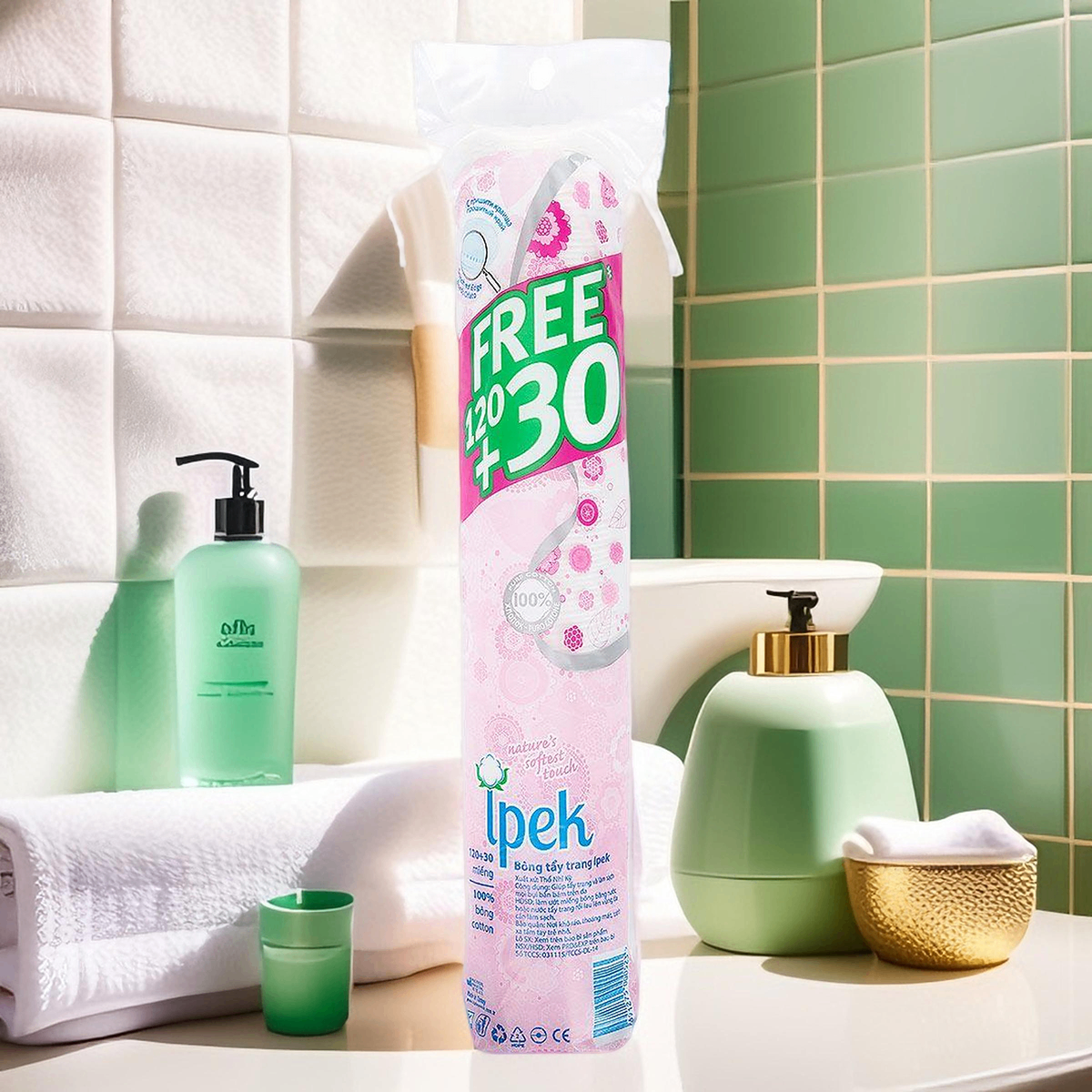 Bông tẩy trang Ipek siêu mềm mịn Cotton Pads 100 + 30 miếng_thumbnail_4