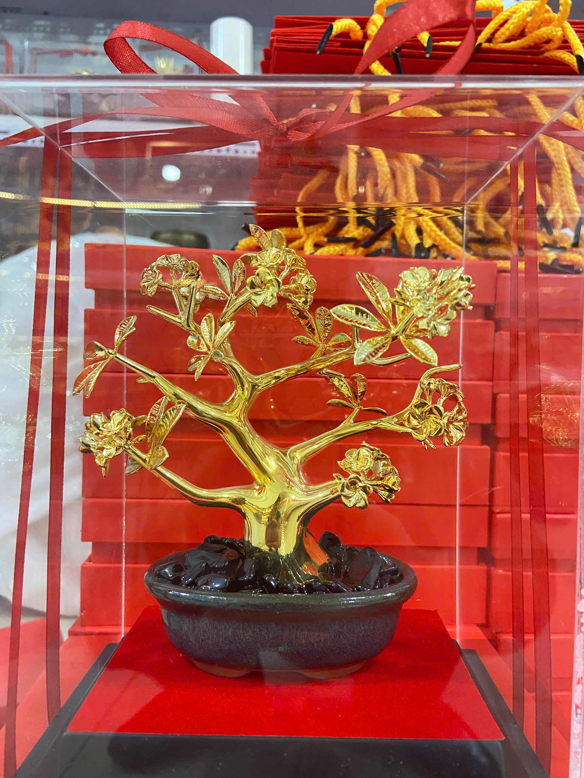 Cây mai vàng dát vàng 24k - cây quà tặng mai vàng KT 25X 23CM _thumbnail_2