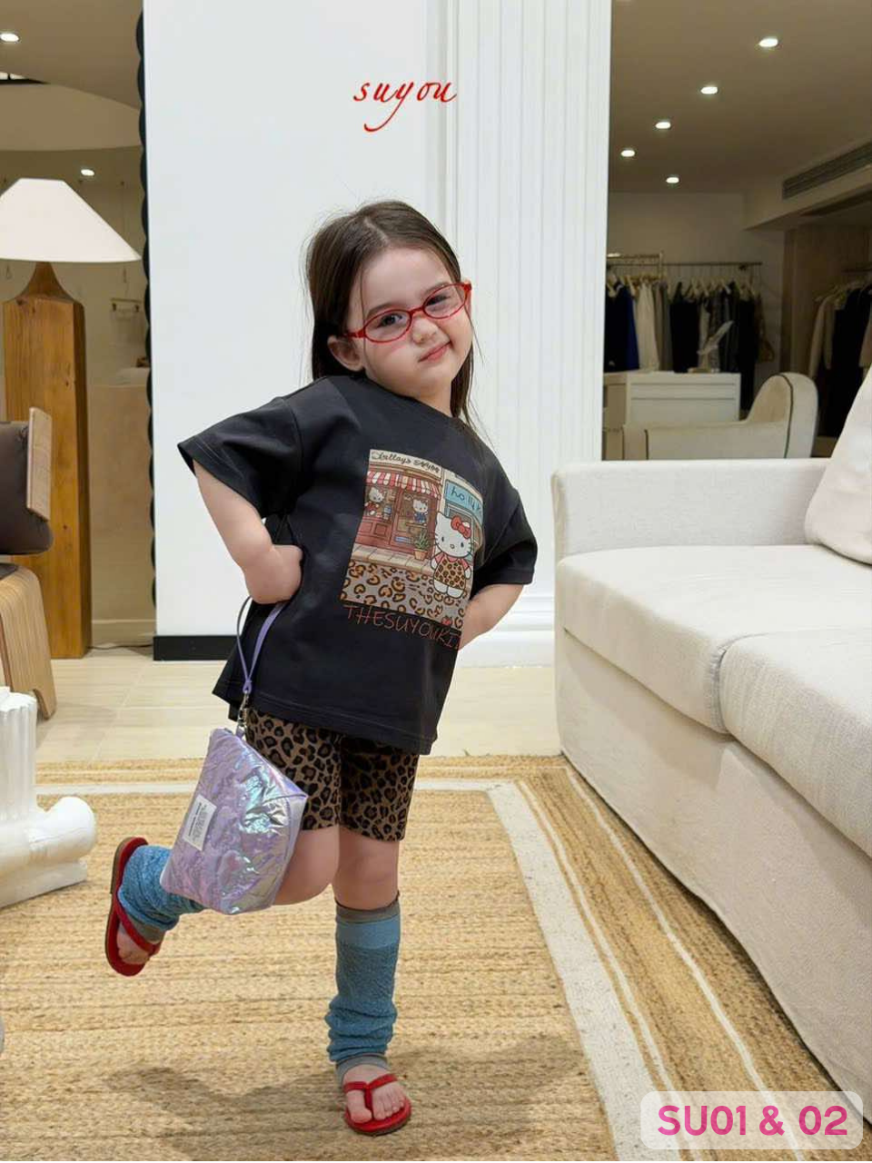 SU02 - Quần short cotton họa tiết da báo hãng Suyou