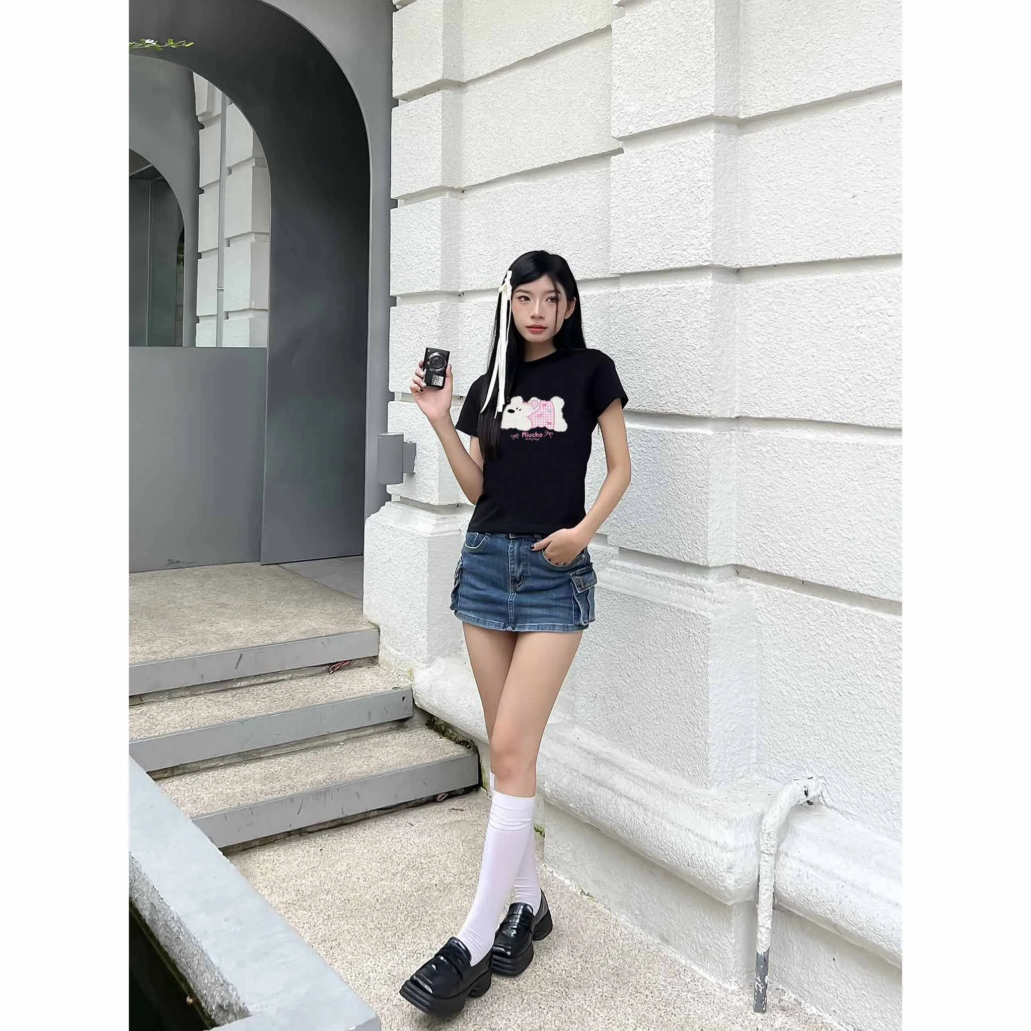 Áo baby tee nữ dễ thương in mix 2519 Miucho vải cotton co giãn thoáng mát cổ tròn tay ngắn_thumbnail_3