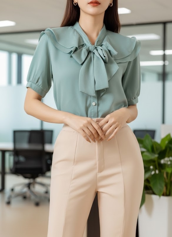 Áo kiểu cột nơ tay bồng_thumbnail_4