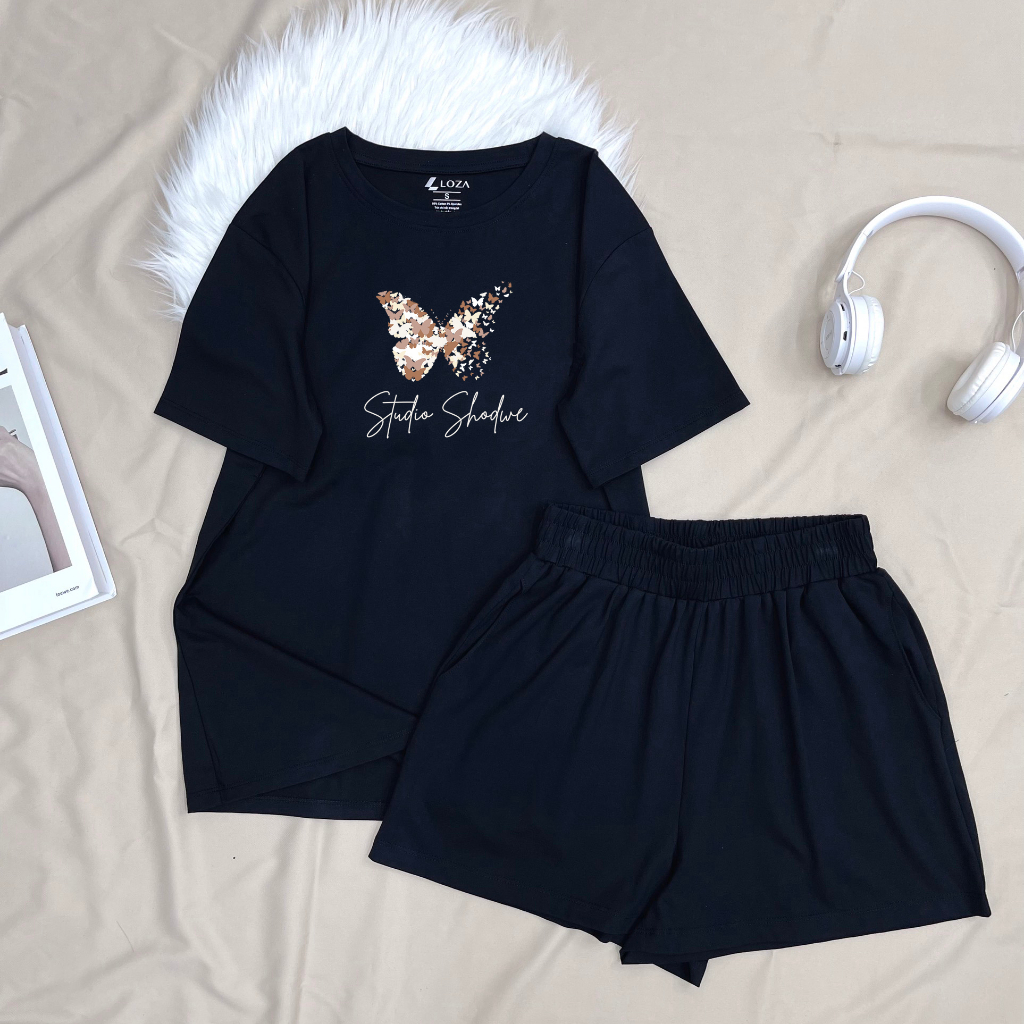 [Form Rộng] Bộ đồ nữ gồm áo thun + quần đùi mặc nhà/đi chơi - LOZA G0076