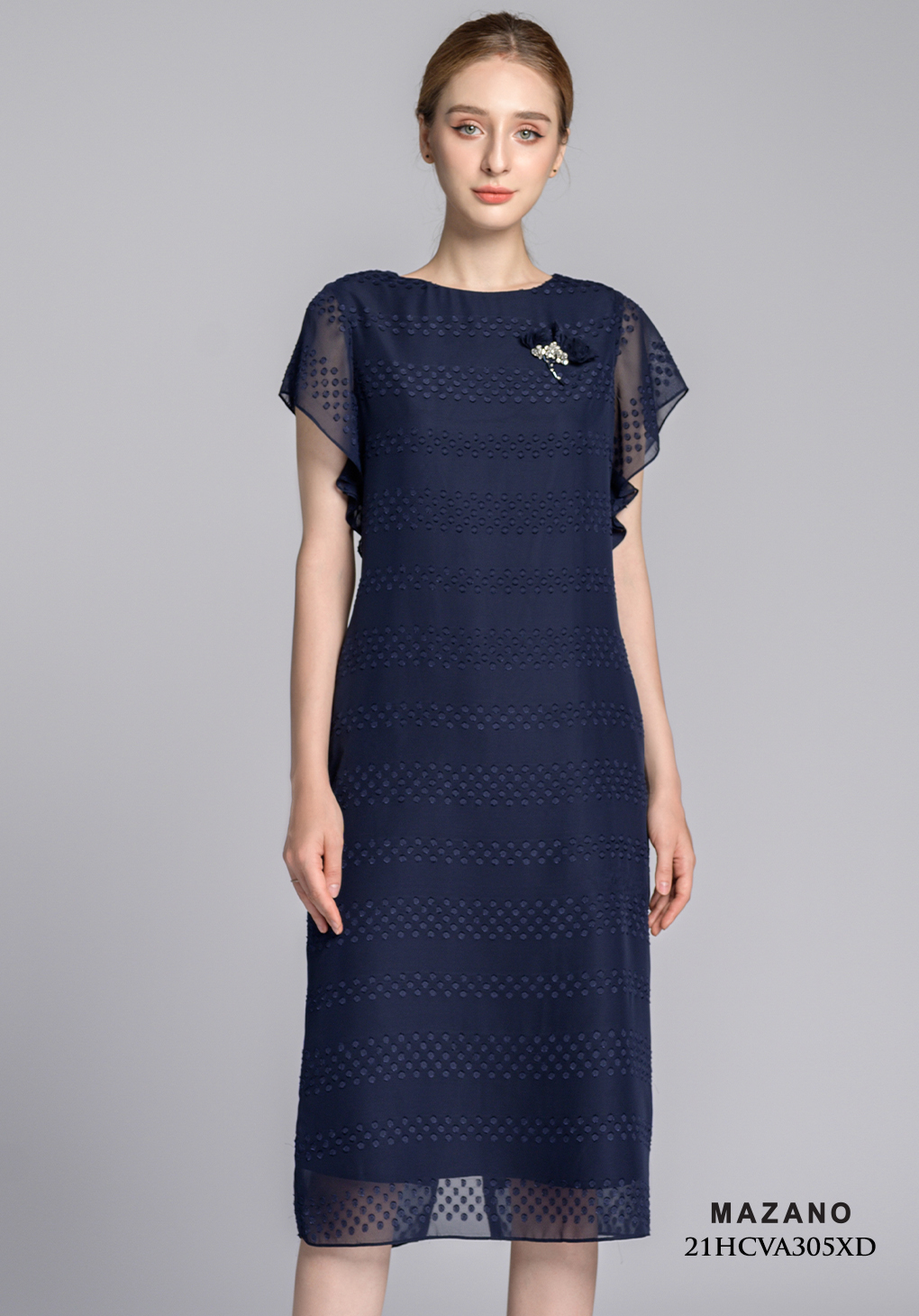 Đầm suông xanh than tay bèo đính đá_thumbnail_3