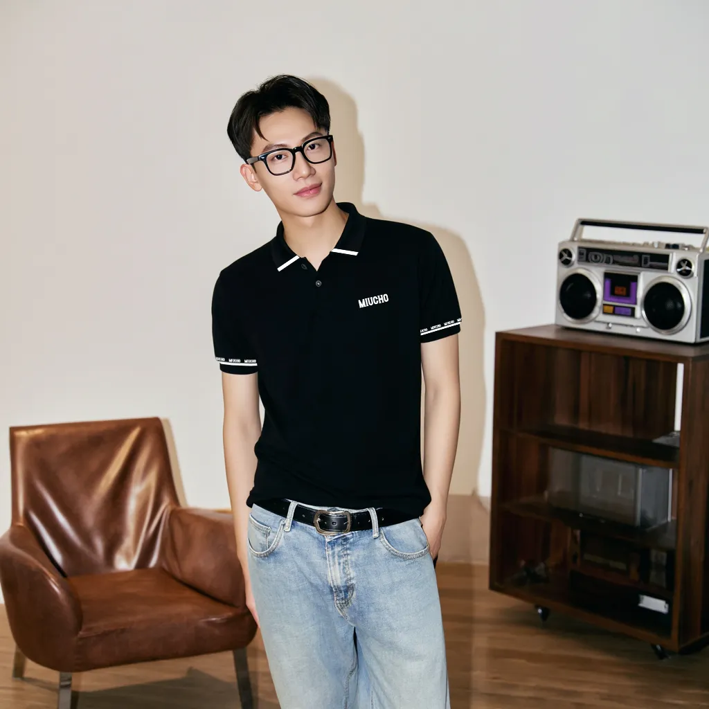 Áo polo nam trẻ trung 2467 Miucho Iconic chất vải cá sấu thoáng mát đứng form in mix_thumbnail_3