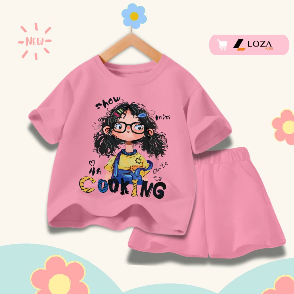 Bộ đồ bé gái in hình bé gái Cooking -  Loza Kids SB355_thumbnail_1