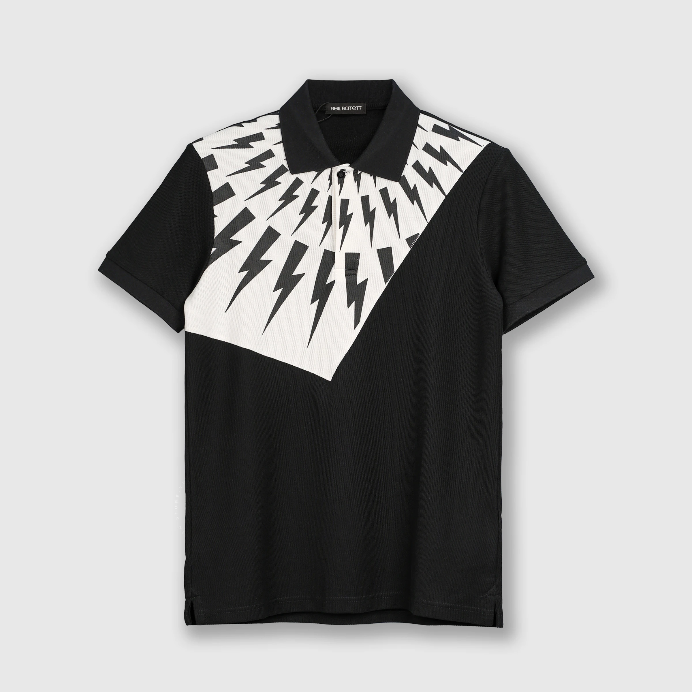 PL83844 - Polo Sét Đen Phối Trắng