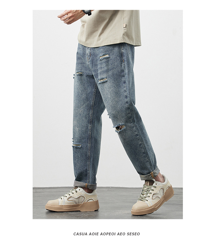 Quần Jeans Rách Phong Cách Retro Mỹ Nam Hợp Thời Trang Quần Ống Rộng Nam Mùa Thu2025Quần dài kiểu dáng mới_thumbnail_1