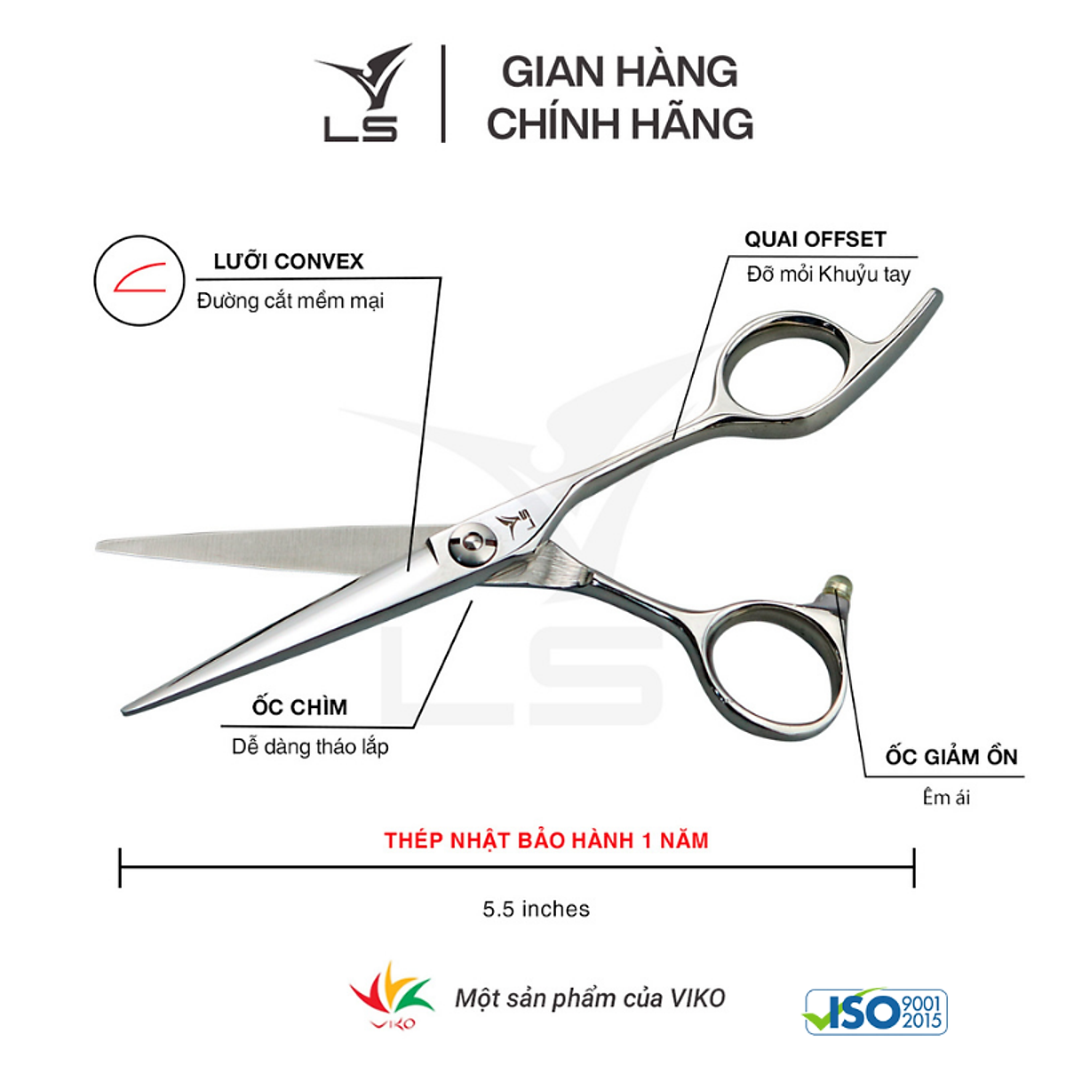 Kéo cắt tóc Viko LS JP553 size kéo 5.5 inches - bảo hành 1 năm_thumbnail_8