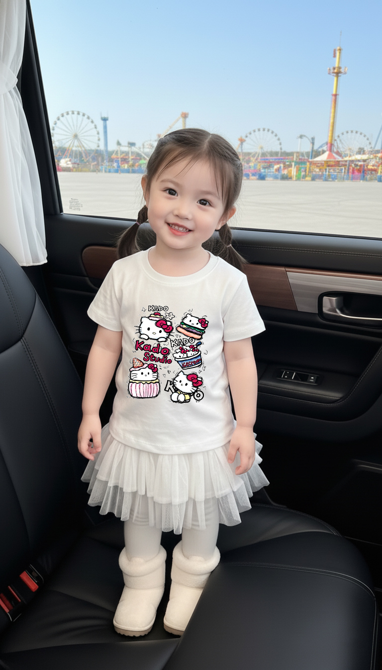 Áo thun cho bé gái Kado vải cotton thoáng mát dày dặn Hello Kitty cổ tròn in mix 2867_thumbnail_3