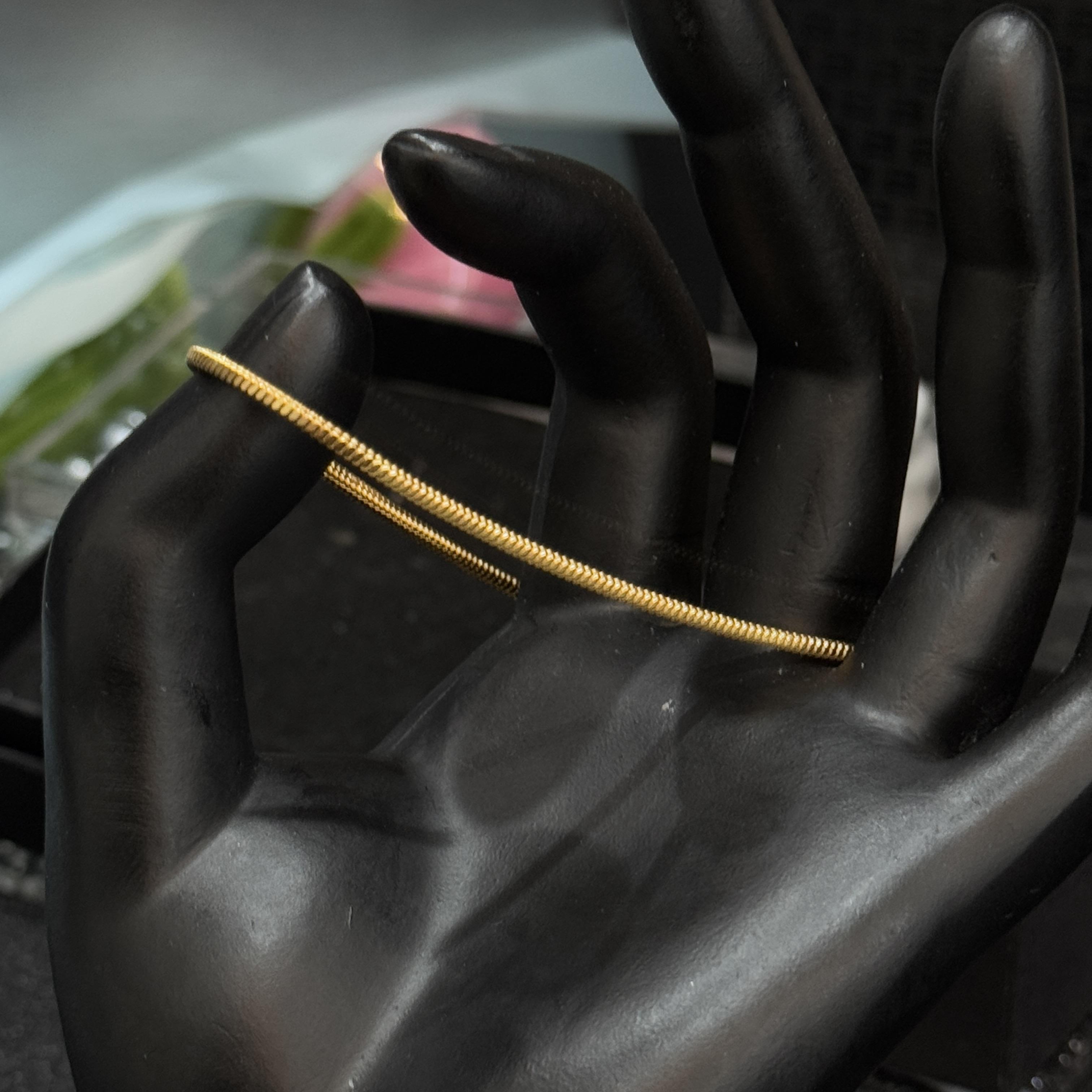 vòng tay dây xích rắn trơn mạ vàng 19cm _thumbnail_1