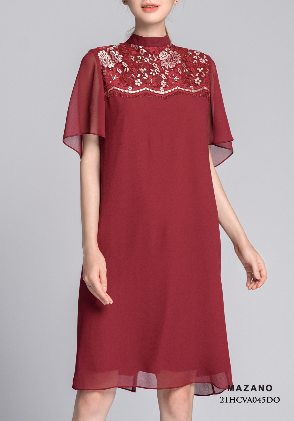 Váy đỏ suông phối ren cách điệu_thumbnail_6