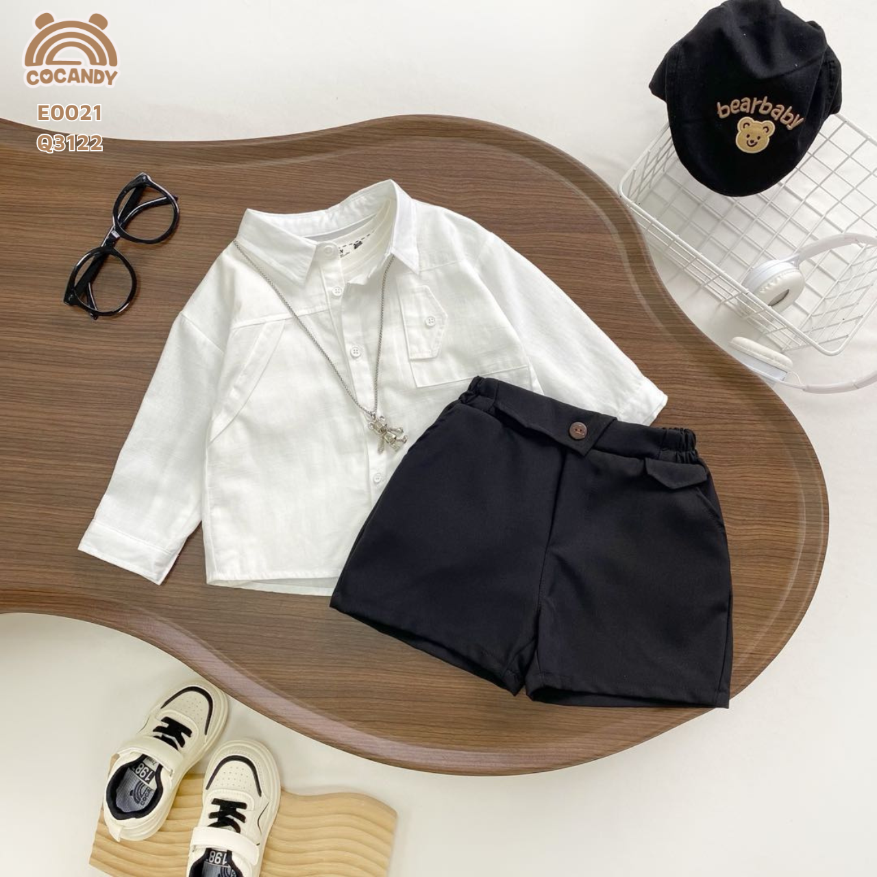 Quần cộc ĐEN vạt tam giác 1 cúc